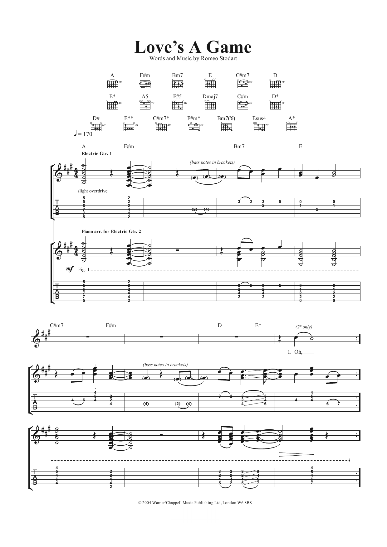 Love's A Game (Guitar Tab) von The Magic Numbers