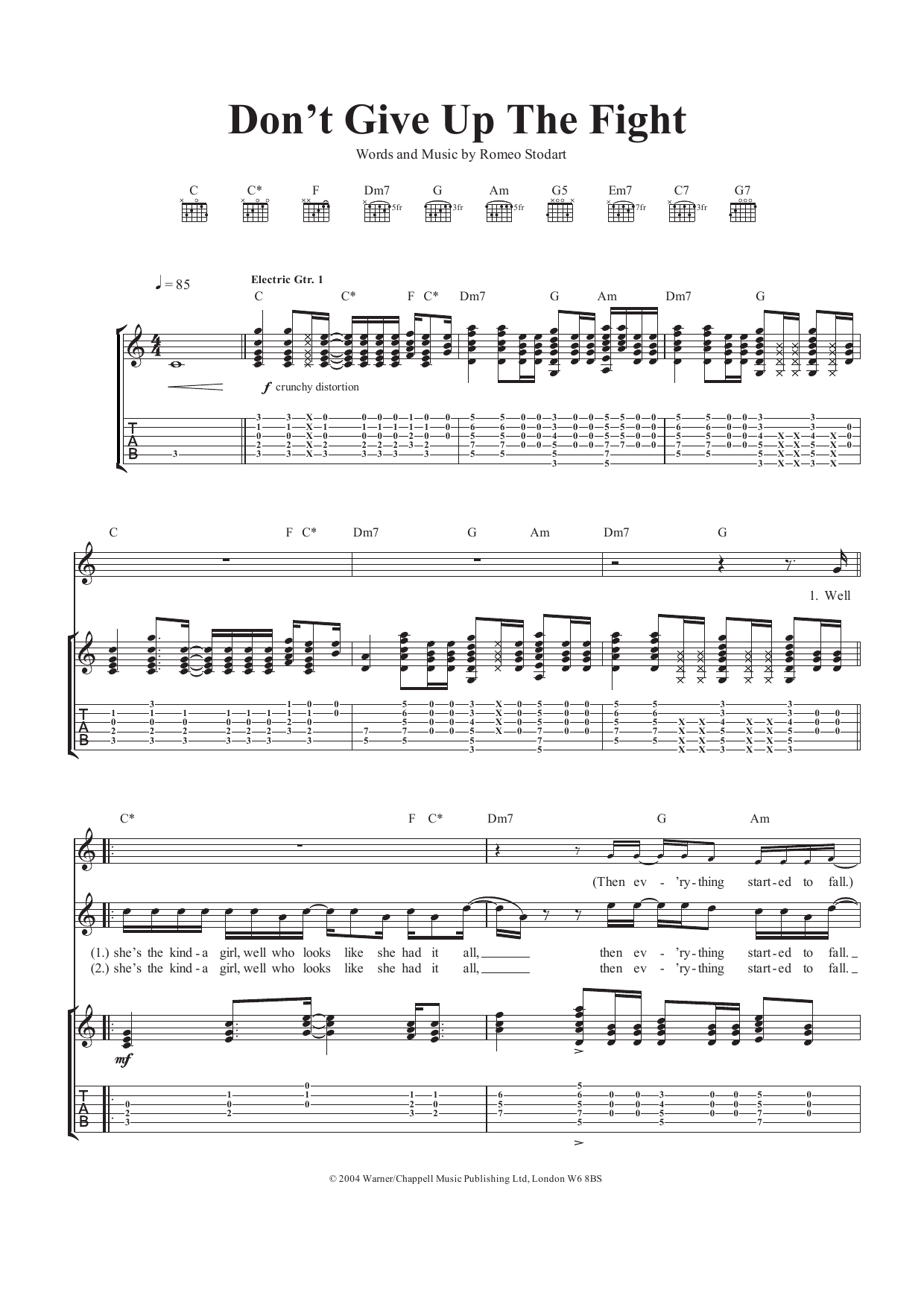 Don't Give Up The Fight (Guitar Tab) von The Magic Numbers