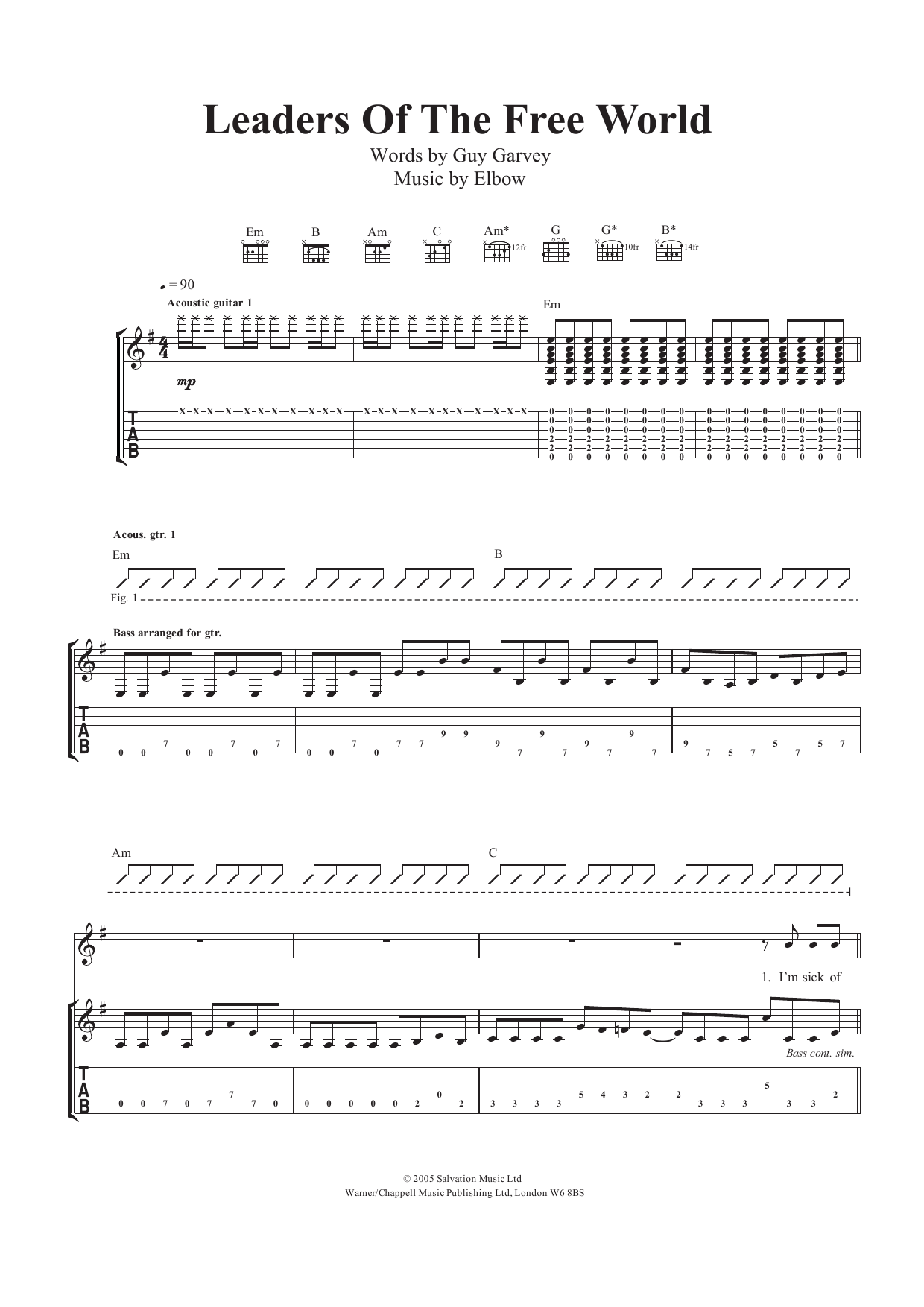 Leaders Of The Free World (Guitar Tab) von Elbow