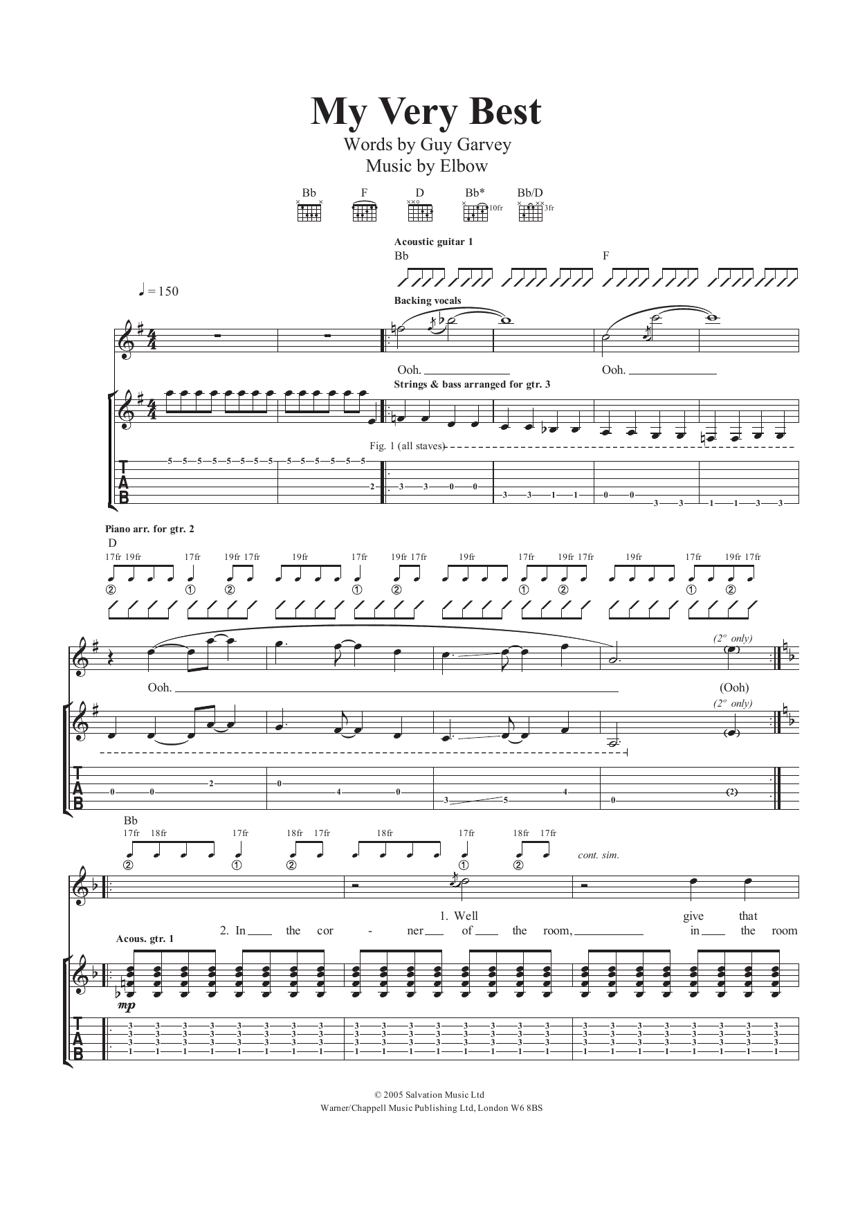 My Very Best (Guitar Tab) von Elbow