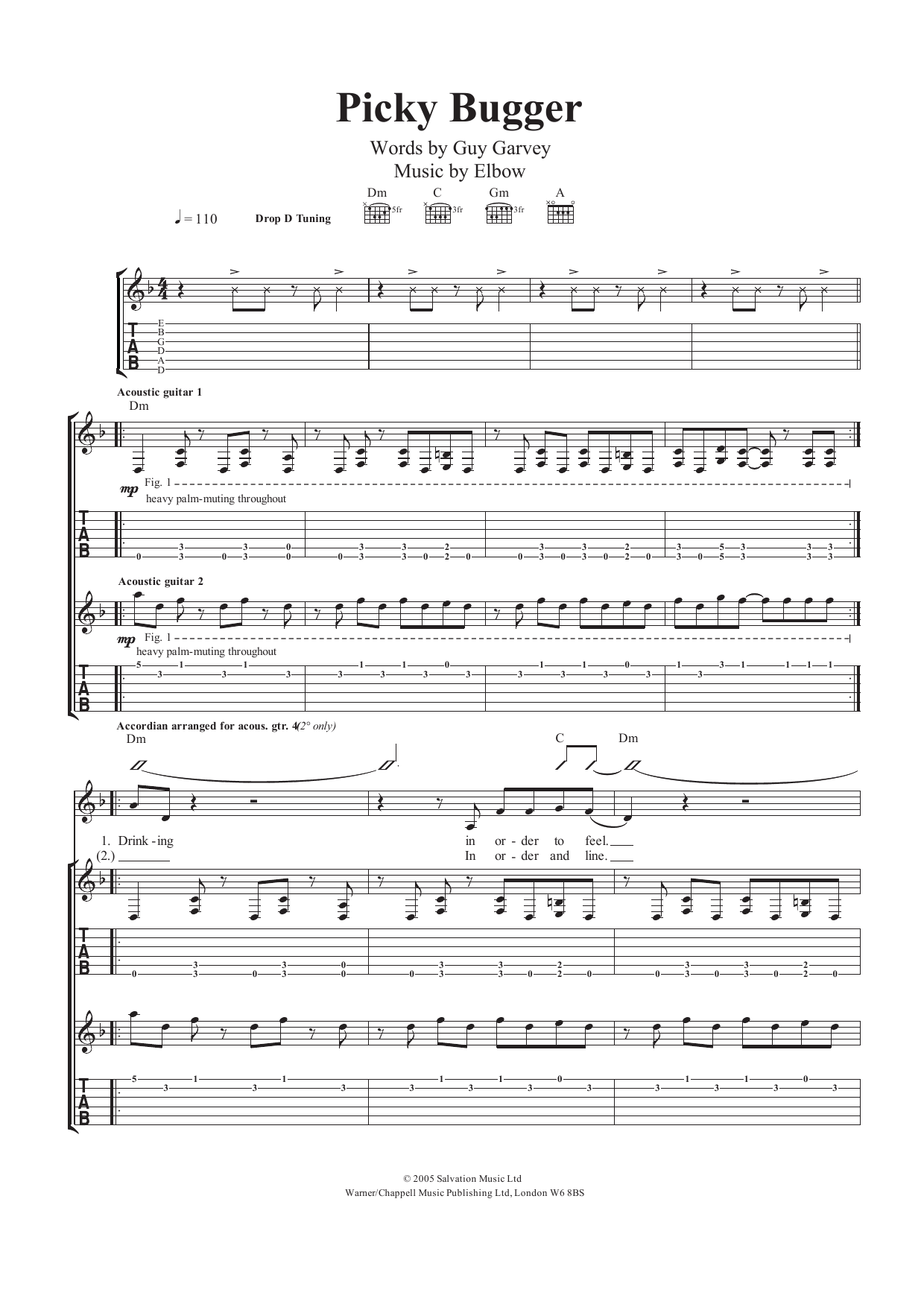 Picky Bugger (Guitar Tab) von Elbow