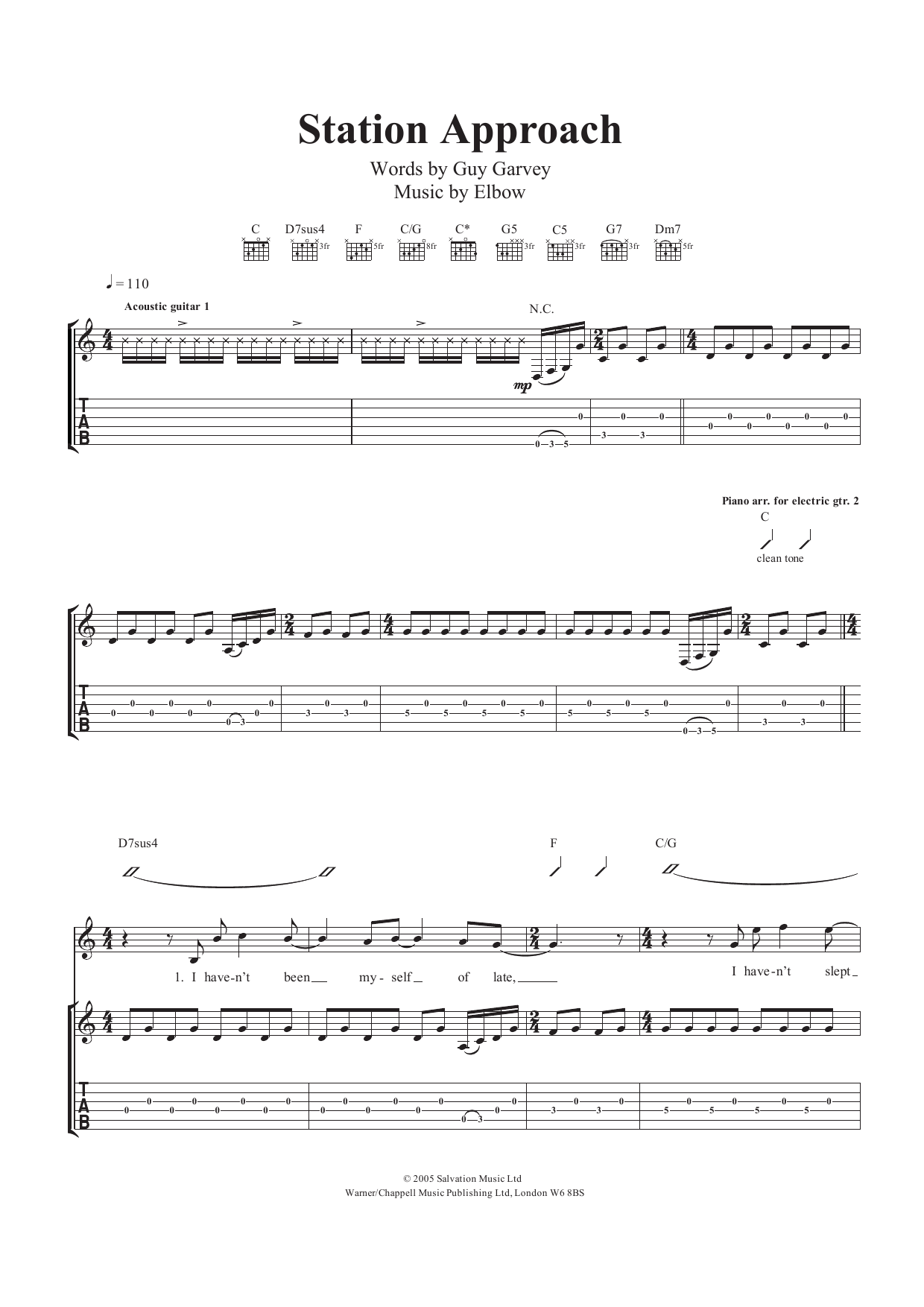 Station Approach (Guitar Tab) von Elbow