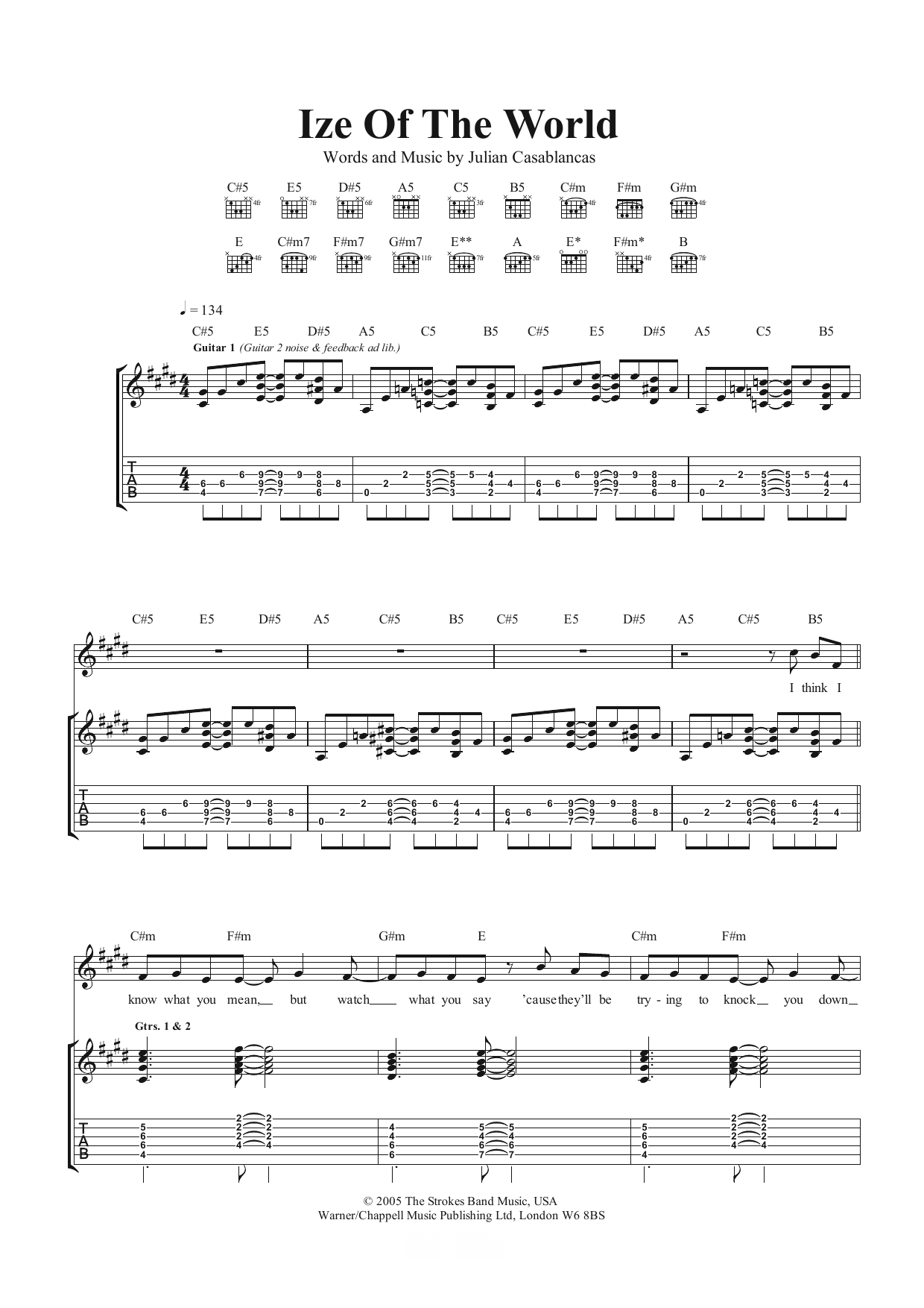 Ize Of The World (Guitar Tab) von The Strokes