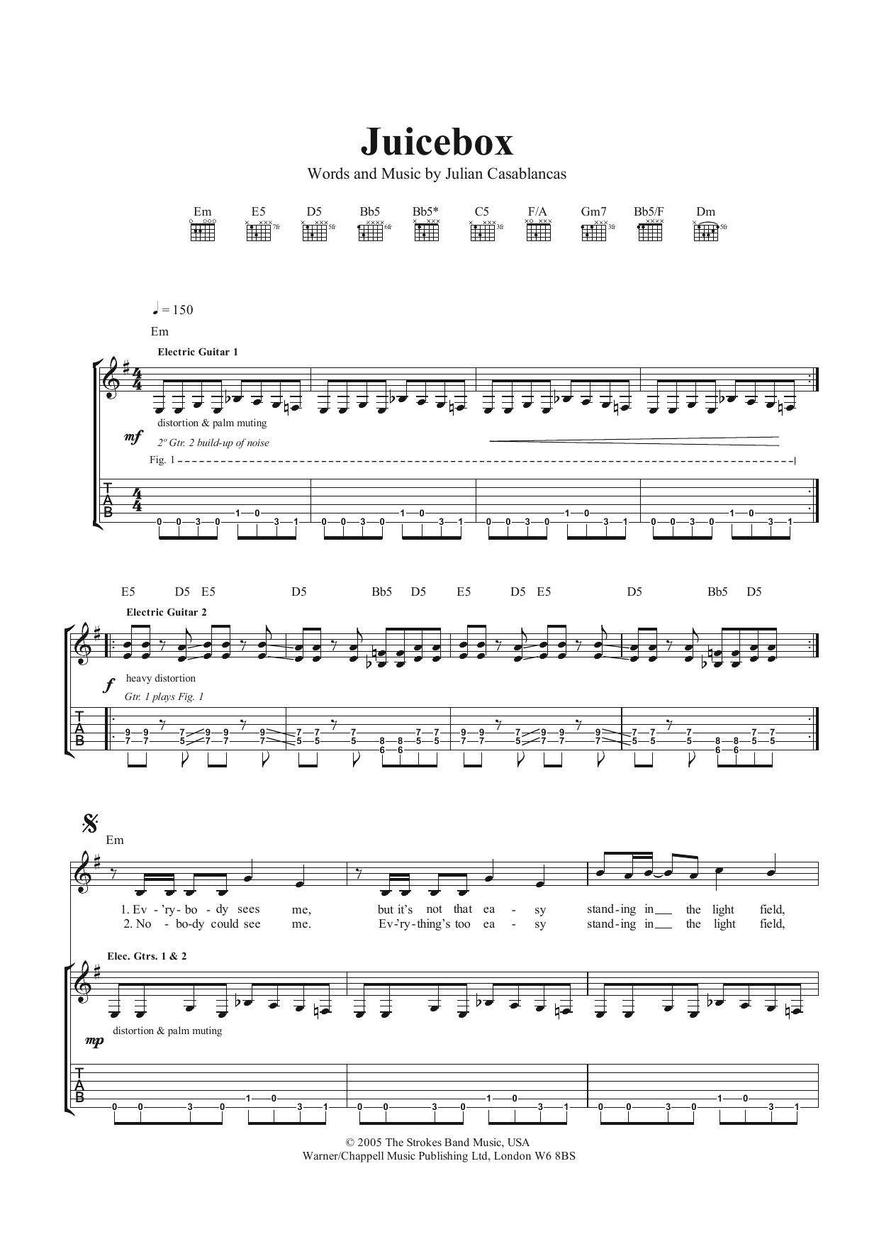 Juicebox (Guitar Tab) von The Strokes