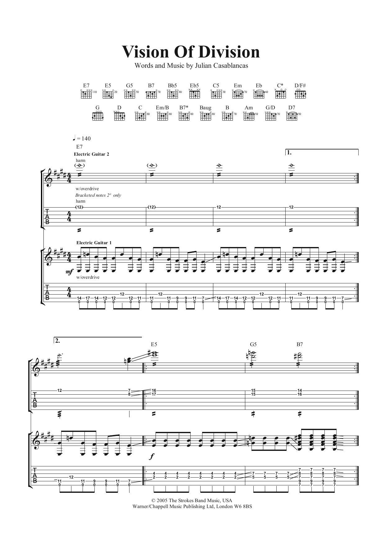 Vision Of Division (Guitar Tab) von The Strokes