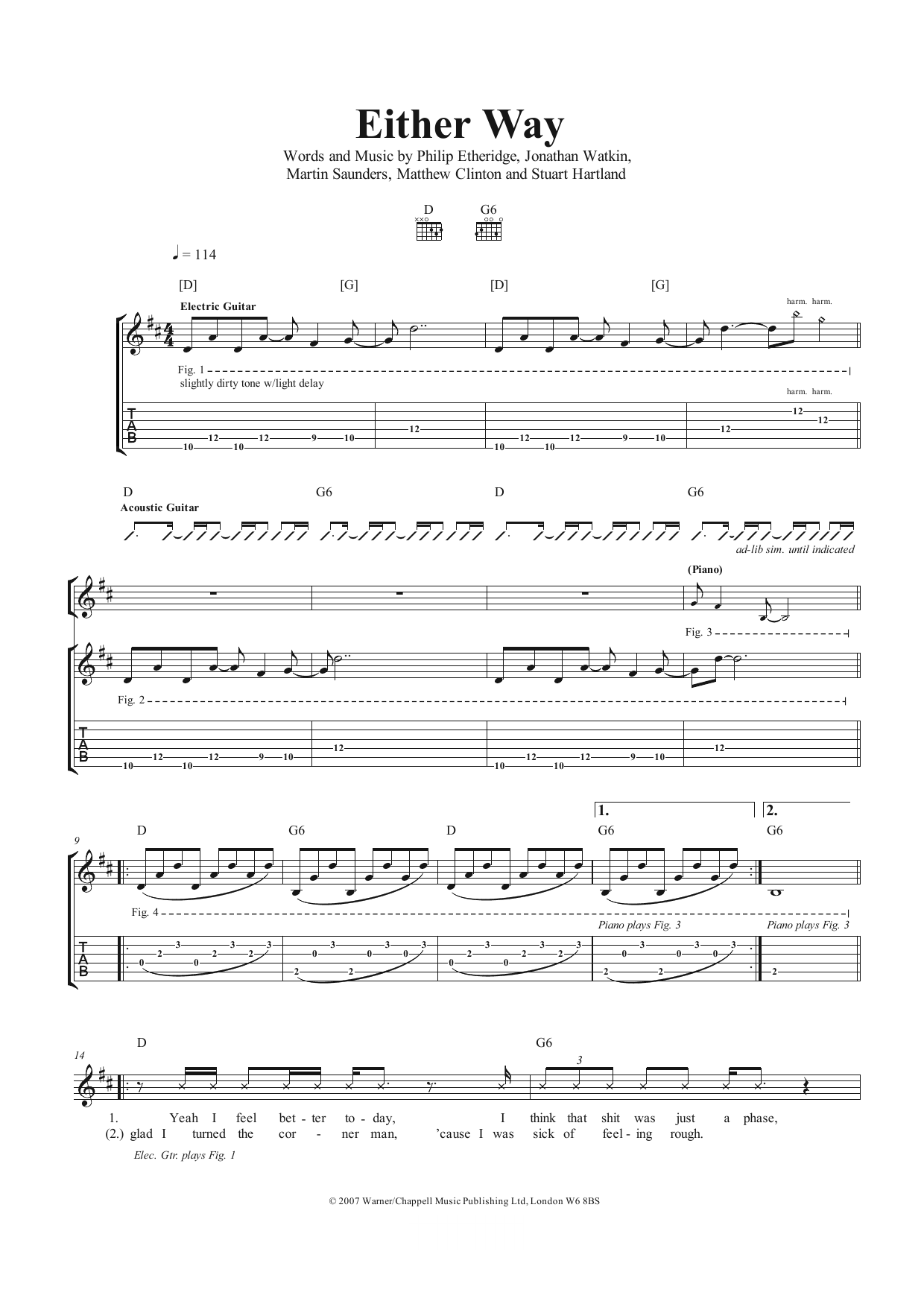 Either Way (Guitar Tab) von The Twang