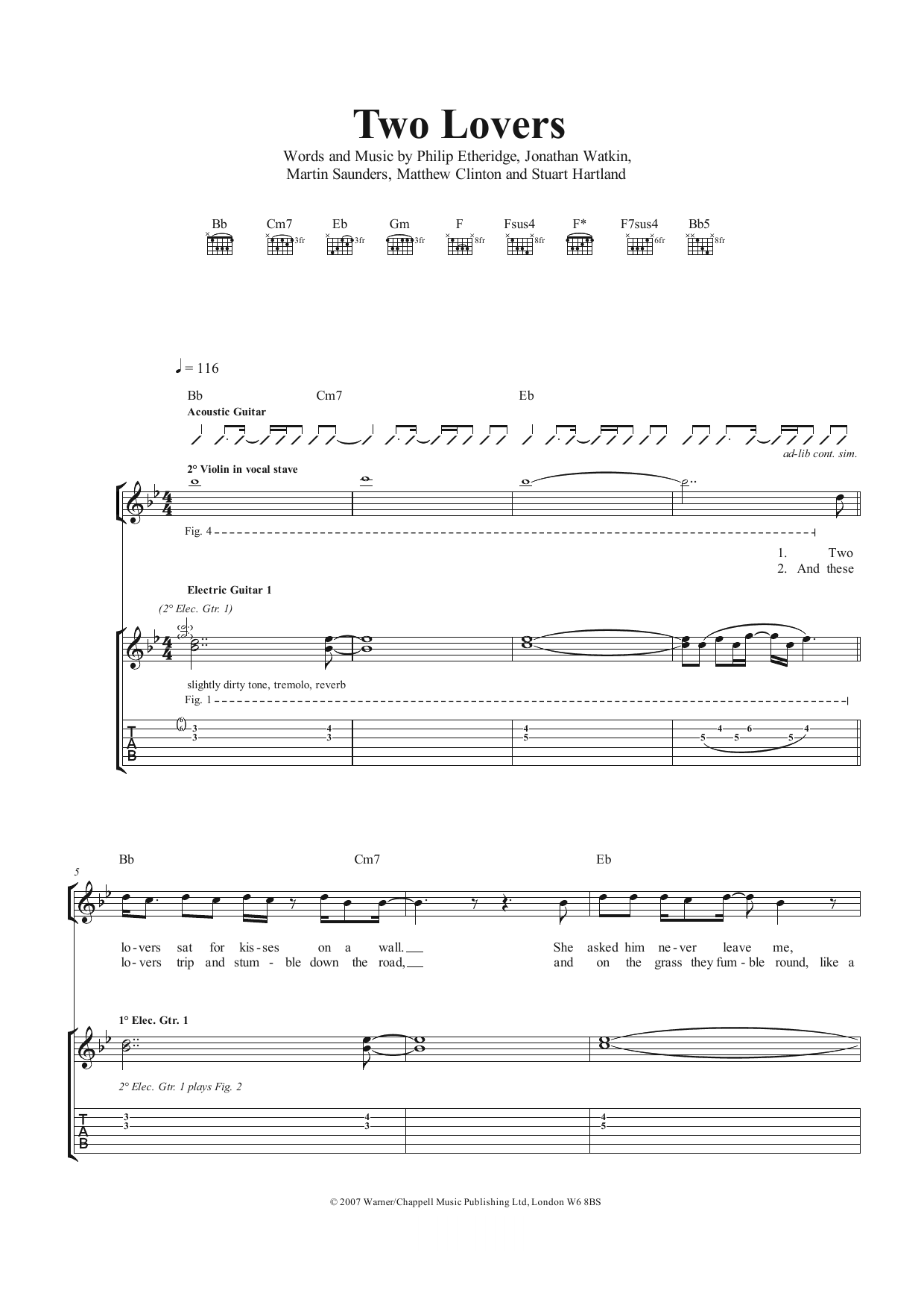 Two Lovers (Guitar Tab) von The Twang