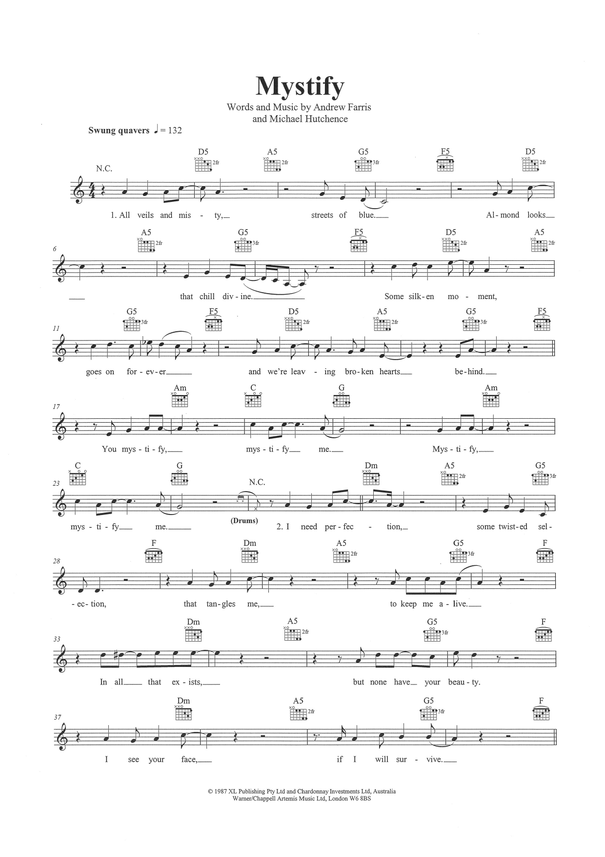 Mystify (Lead Sheet / Fake Book) von INXS