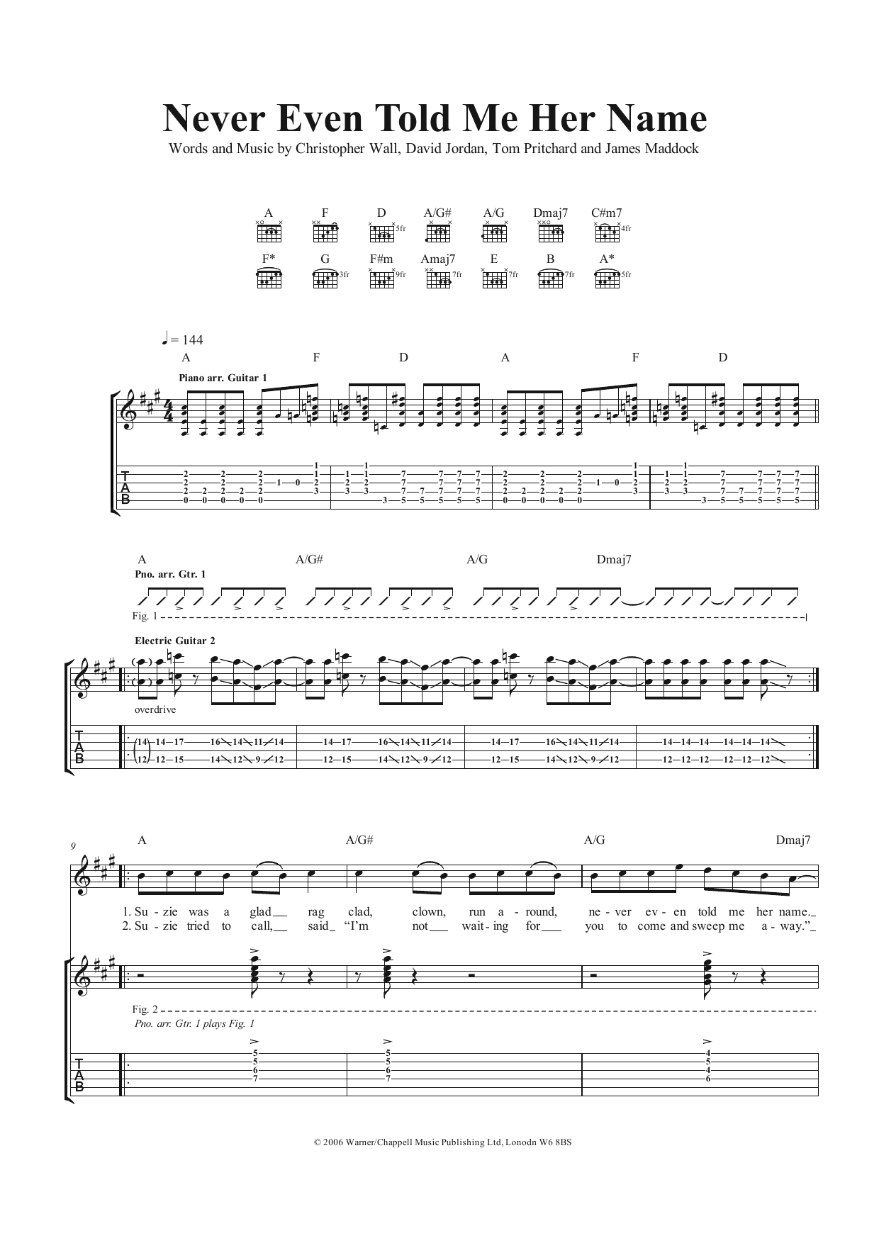 Never Even Told Me Her Name (Guitar Tab) von Air Traffic