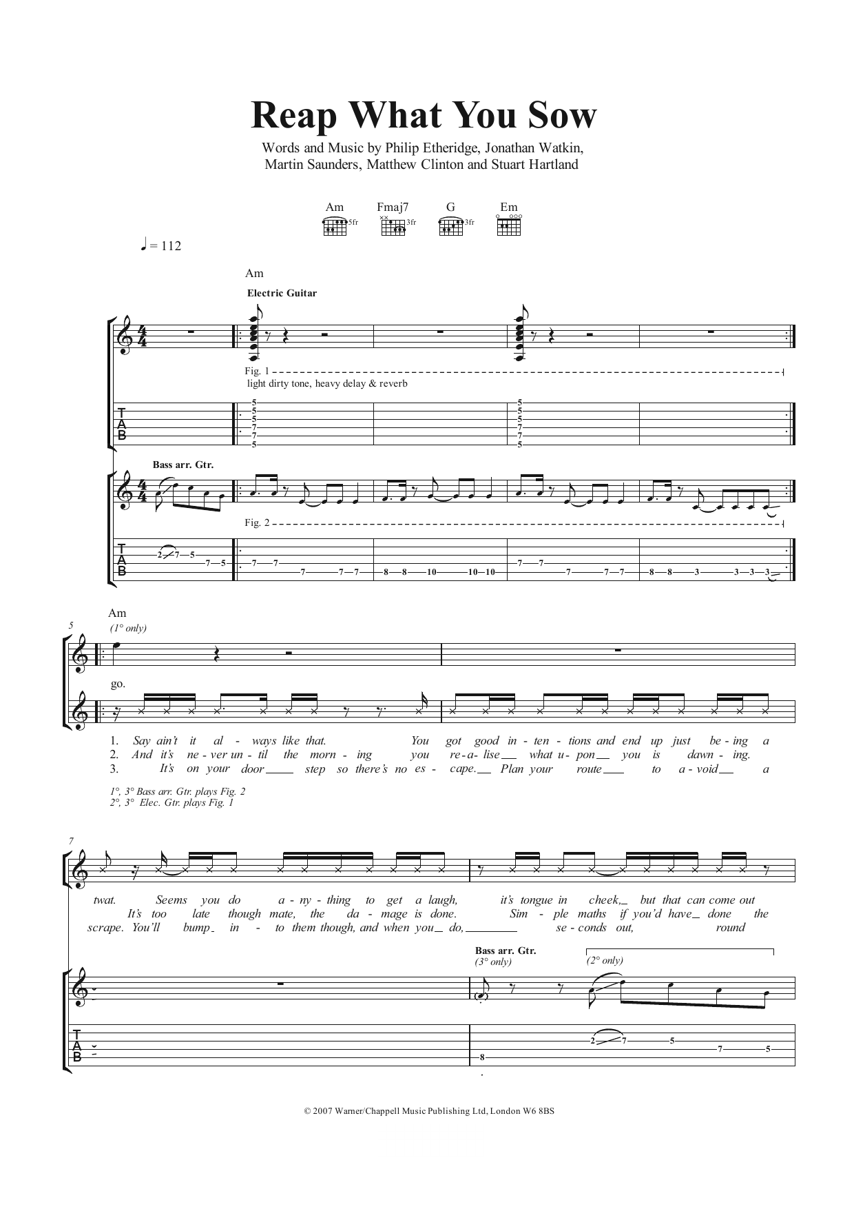 Reap What You Sow (Guitar Tab) von The Twang