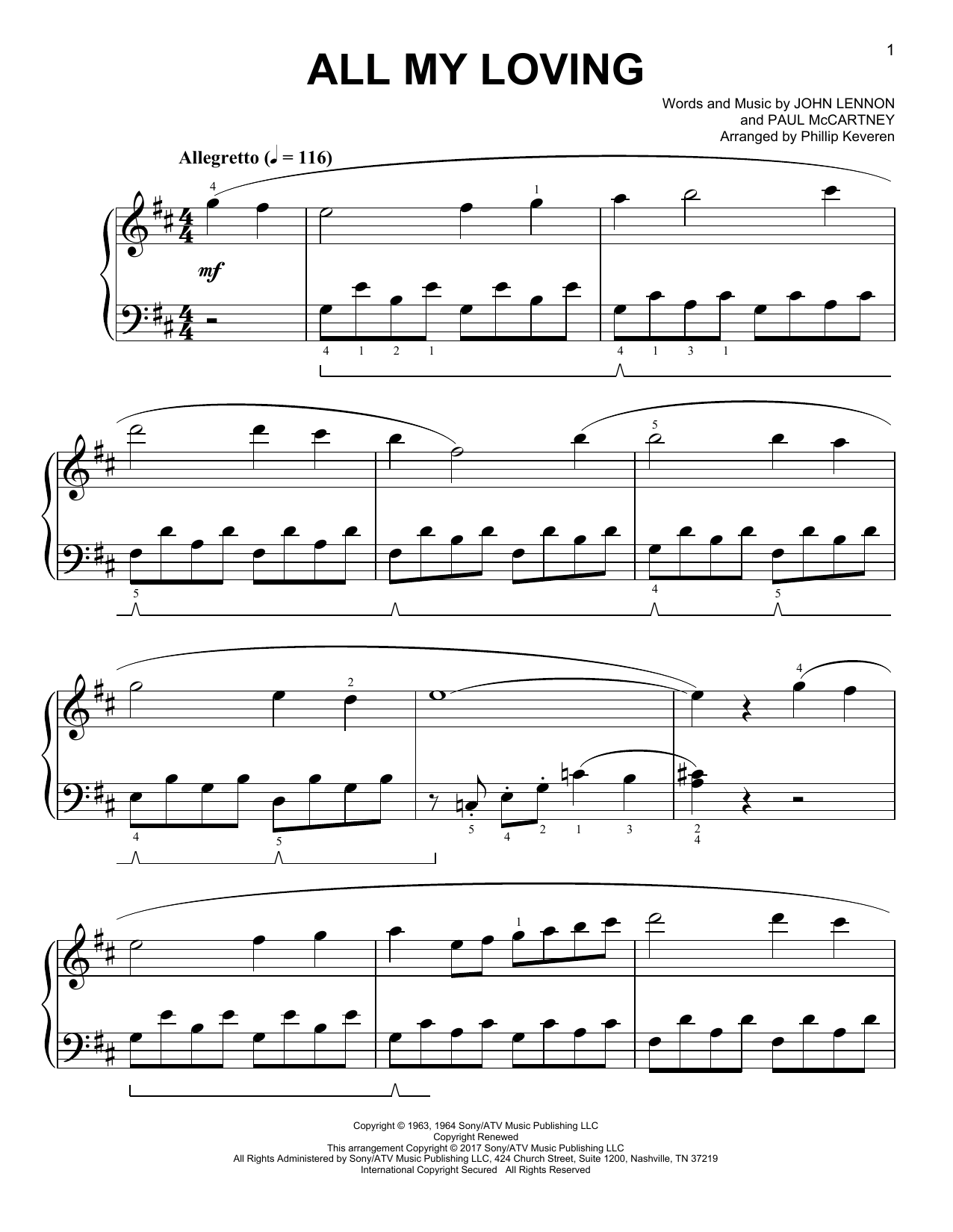 All My Loving [Classical version] (arr. Phillip Keveren) (Easy Piano) von The Beatles