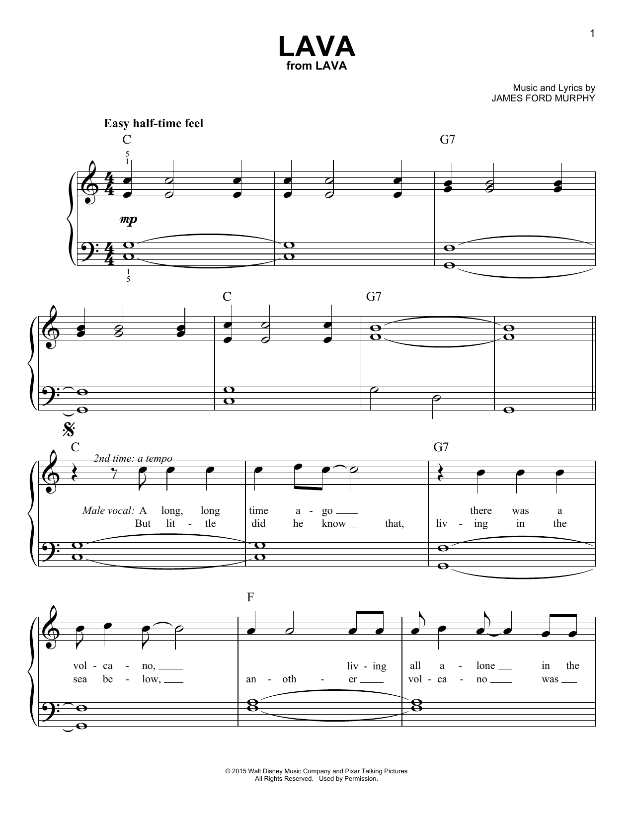 Lava (from Lava) (Easy Piano) von James Ford Murphy
