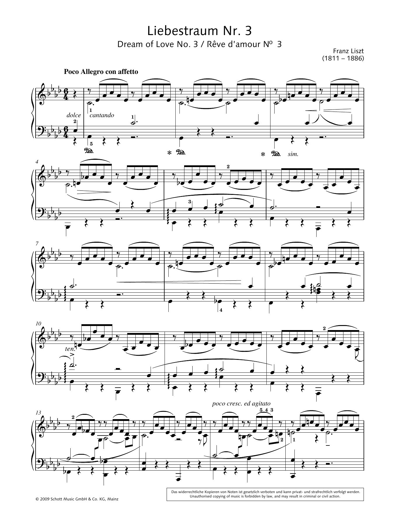 Dream of Love No. 3 in A-flat major (Piano Solo) von Franz Liszt