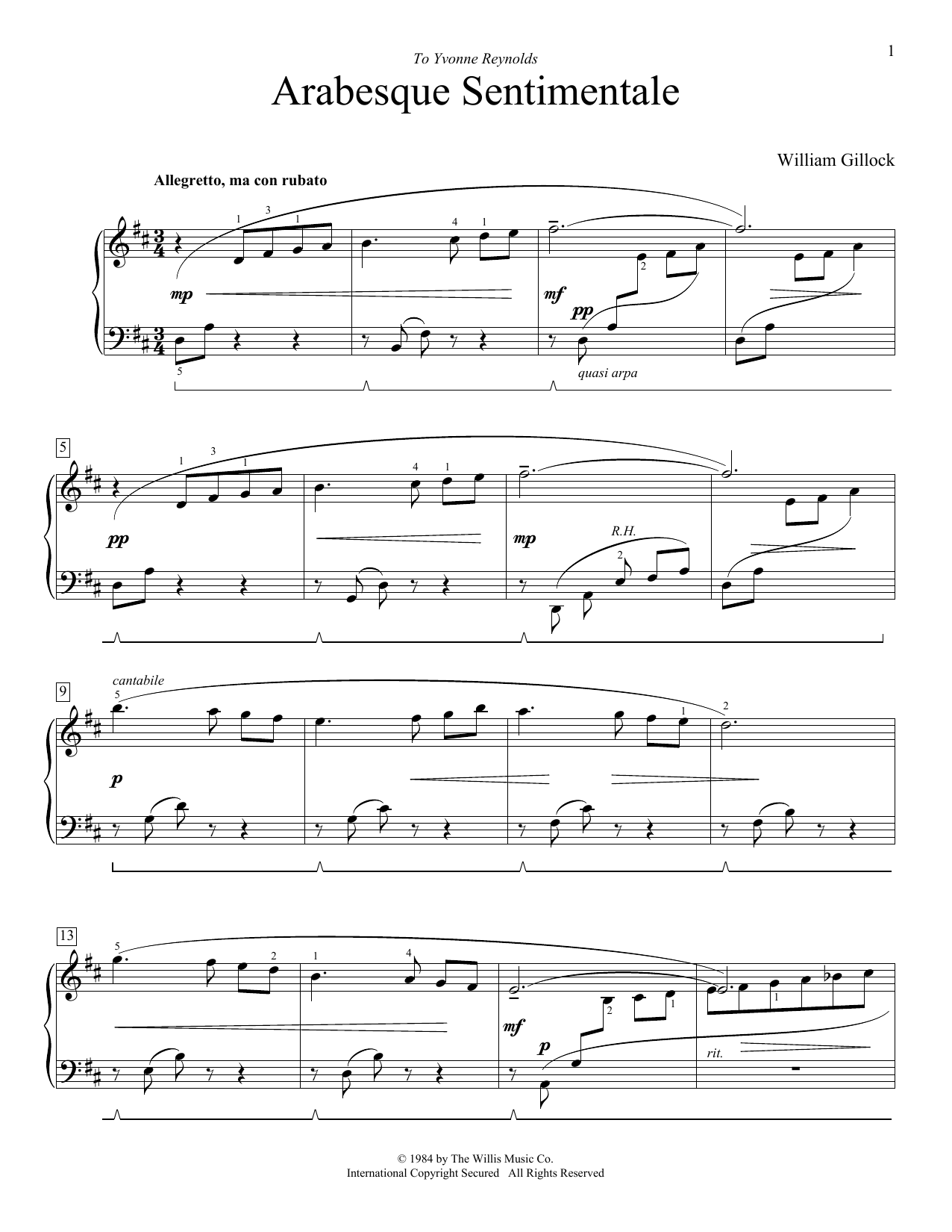 Arabesque Sentimentale (Educational Piano) von William Gillock