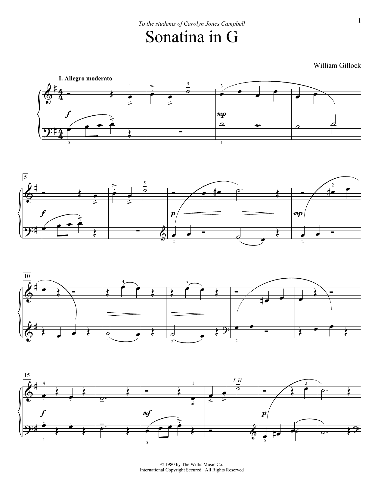 Sonatina In G (Educational Piano) von William Gillock