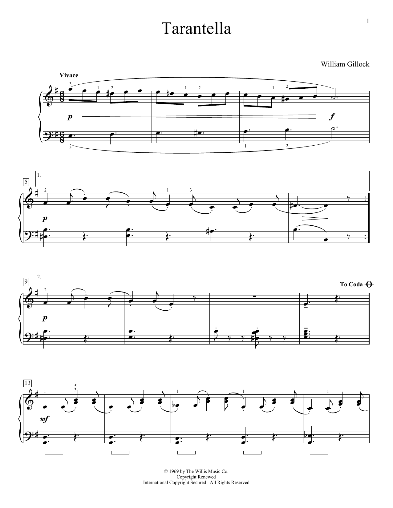 Tarantella (Educational Piano) von William Gillock