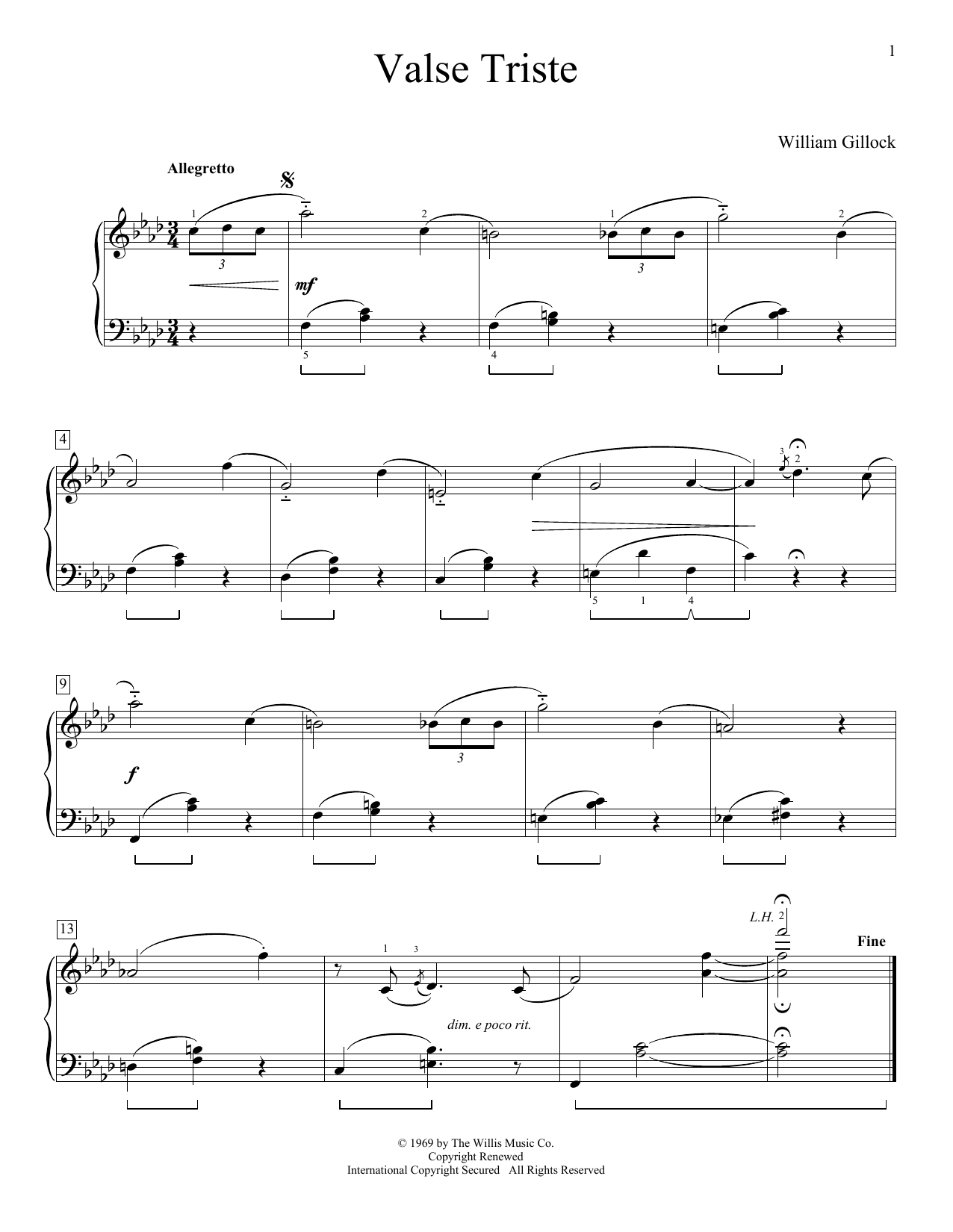 Valse Triste (Educational Piano) von William Gillock
