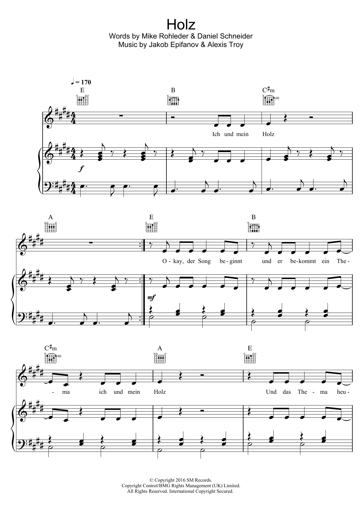 Holz (Piano, Vocal & Guitar Chords) von 257ers