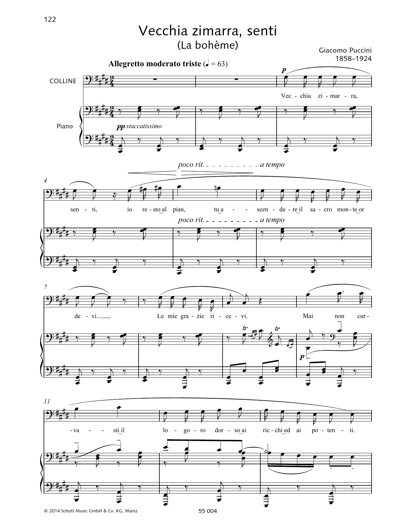 Vecchia zimarra, senti (Piano & Vocal) von Giacomo Puccini