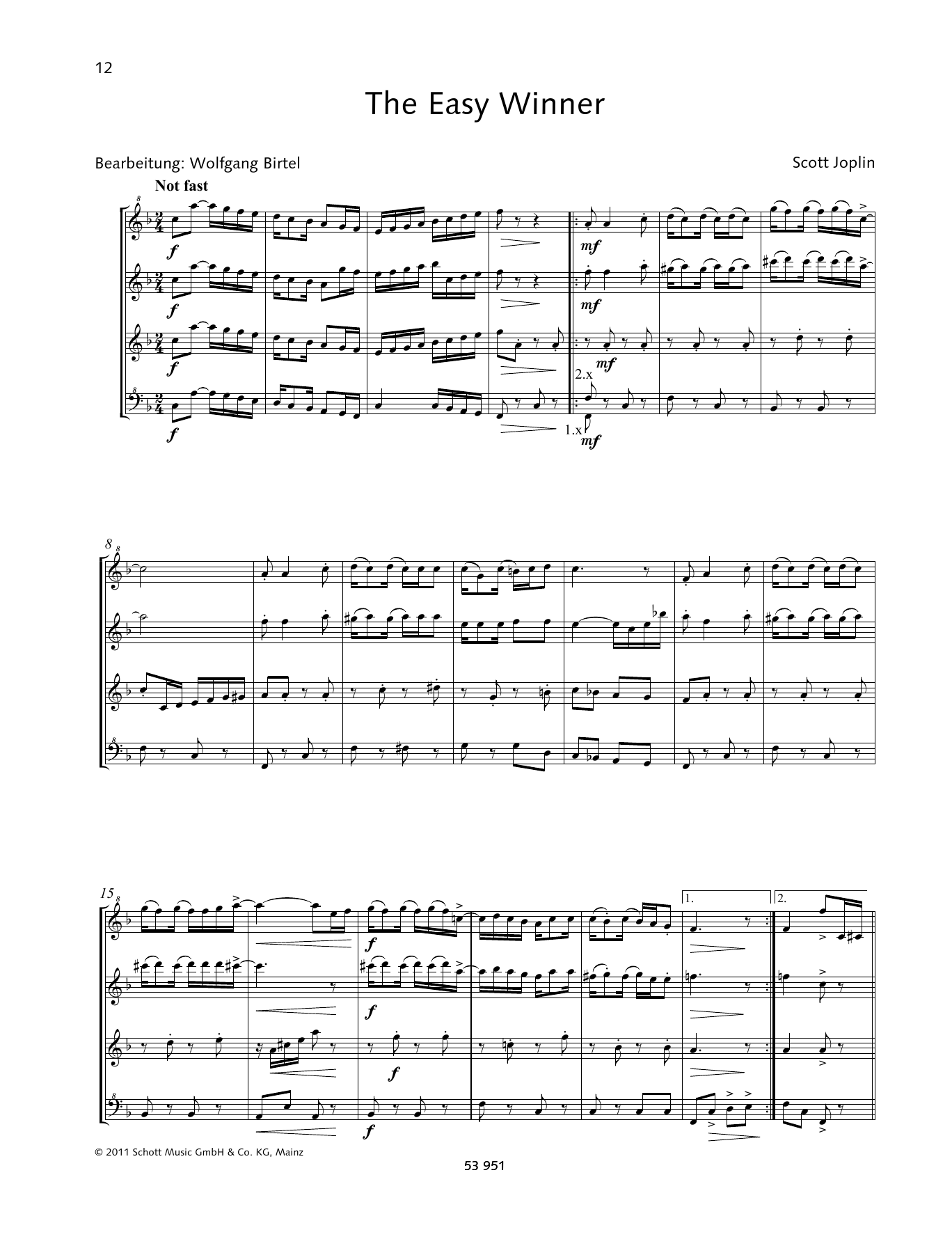 The Easy Winner (Woodwind Ensemble) von Scott Joplin