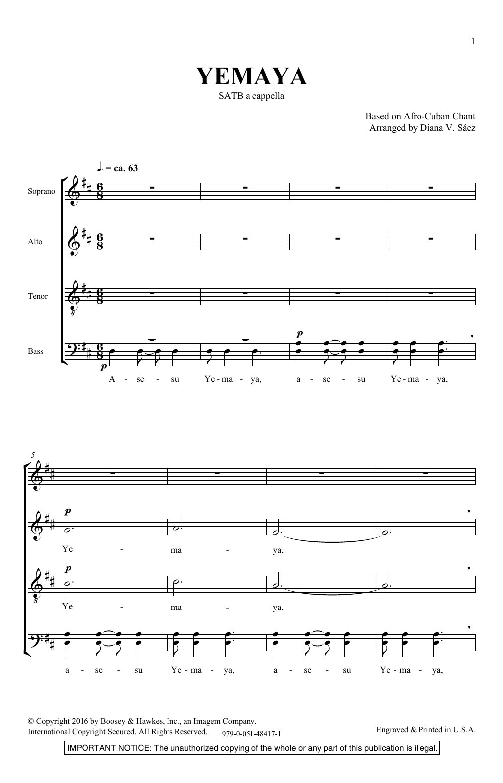 Yemaya (SATB Choir) von Diana Saez