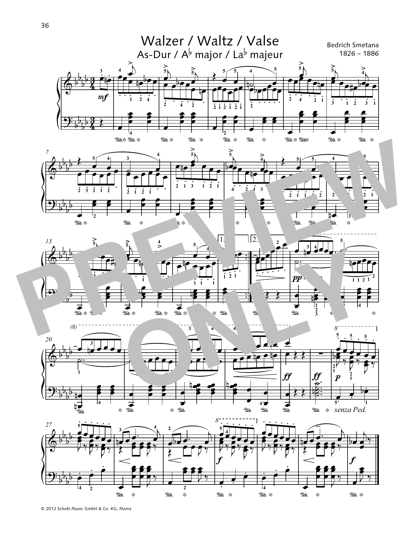 Waltz A-flat major (Piano Solo) von Bedrich Smetana