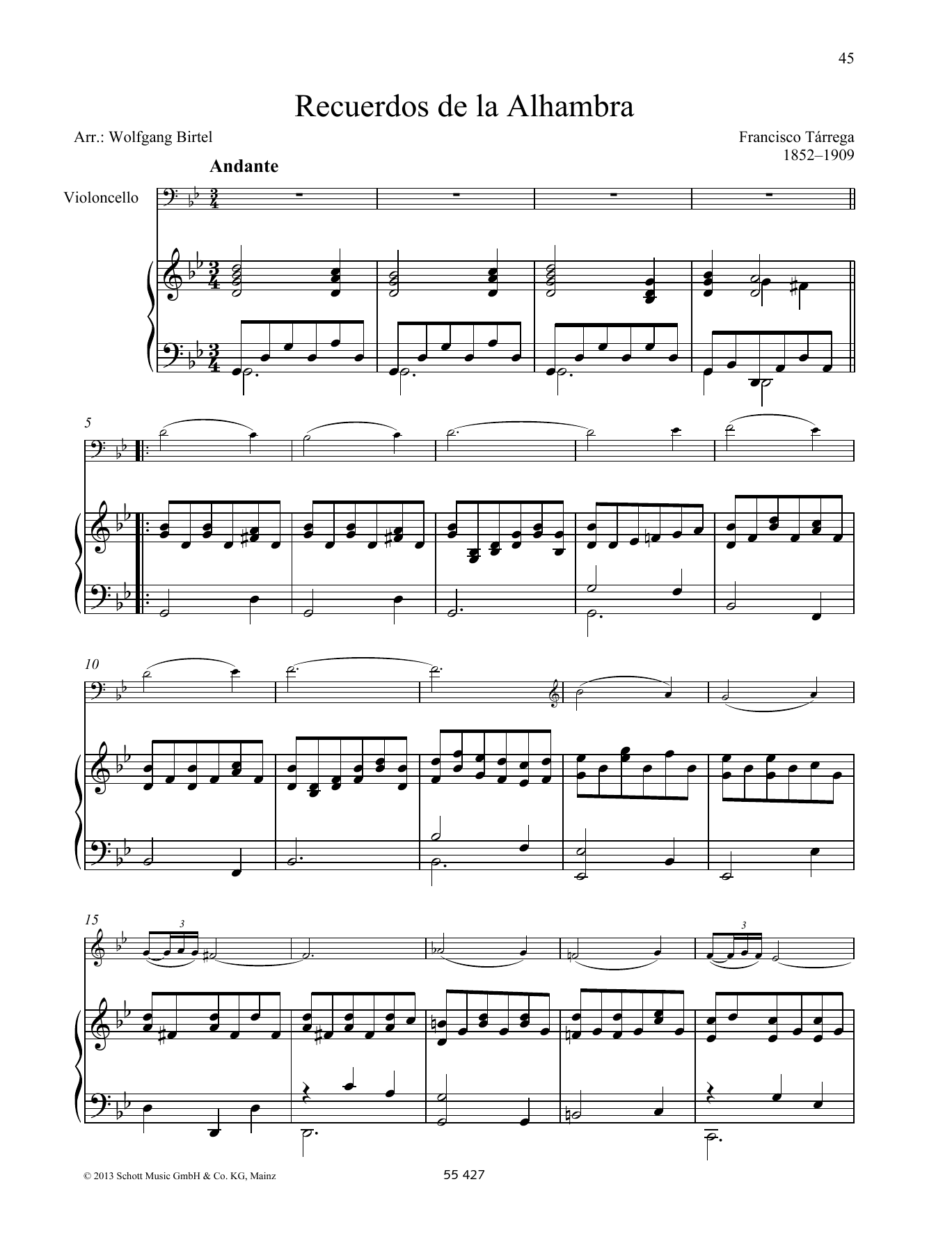 Recuerdos de la Alhambra (String Solo) von Francisco Tarrega