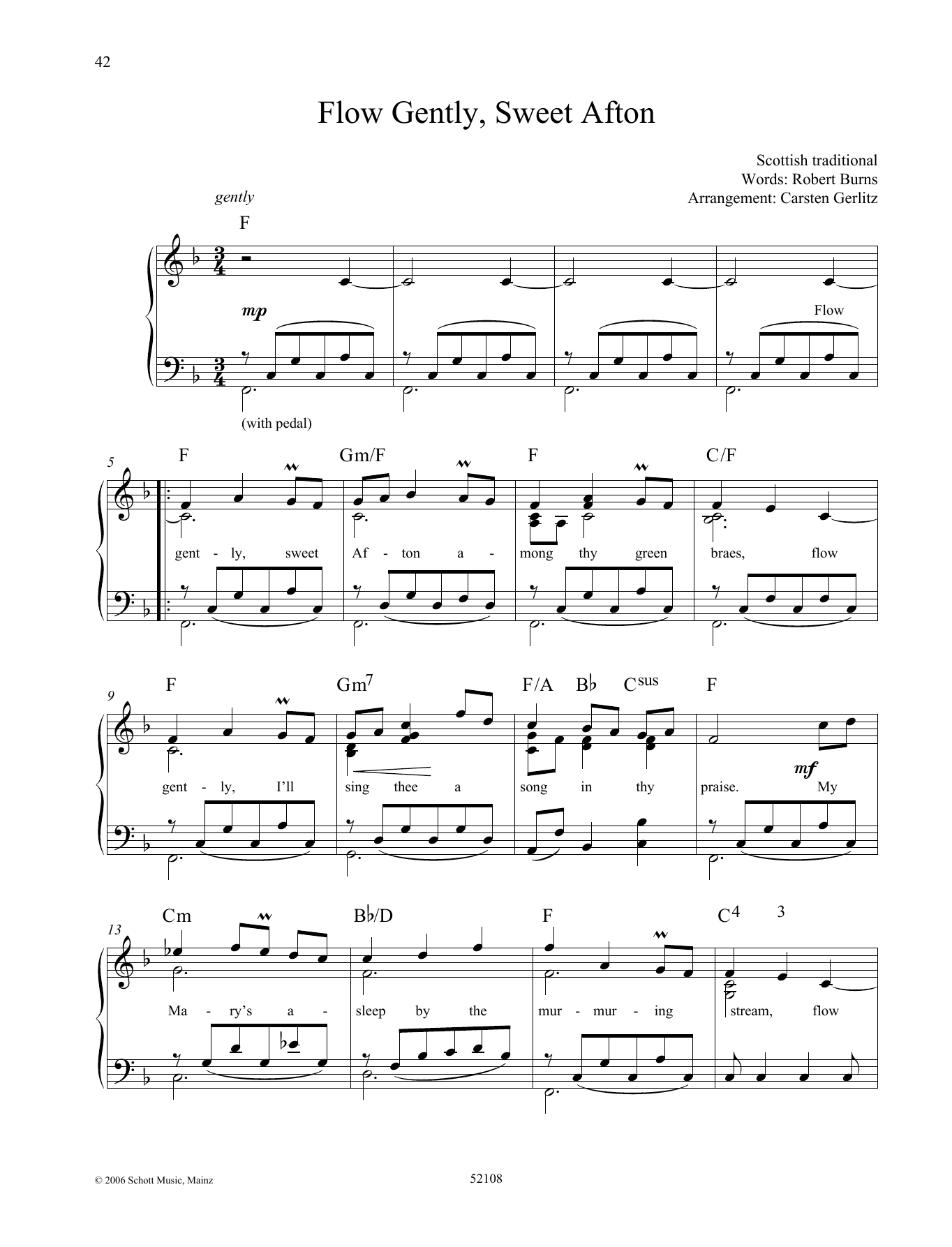 Flow Gently, Sweet Afton (Piano Solo) von Robert Burns