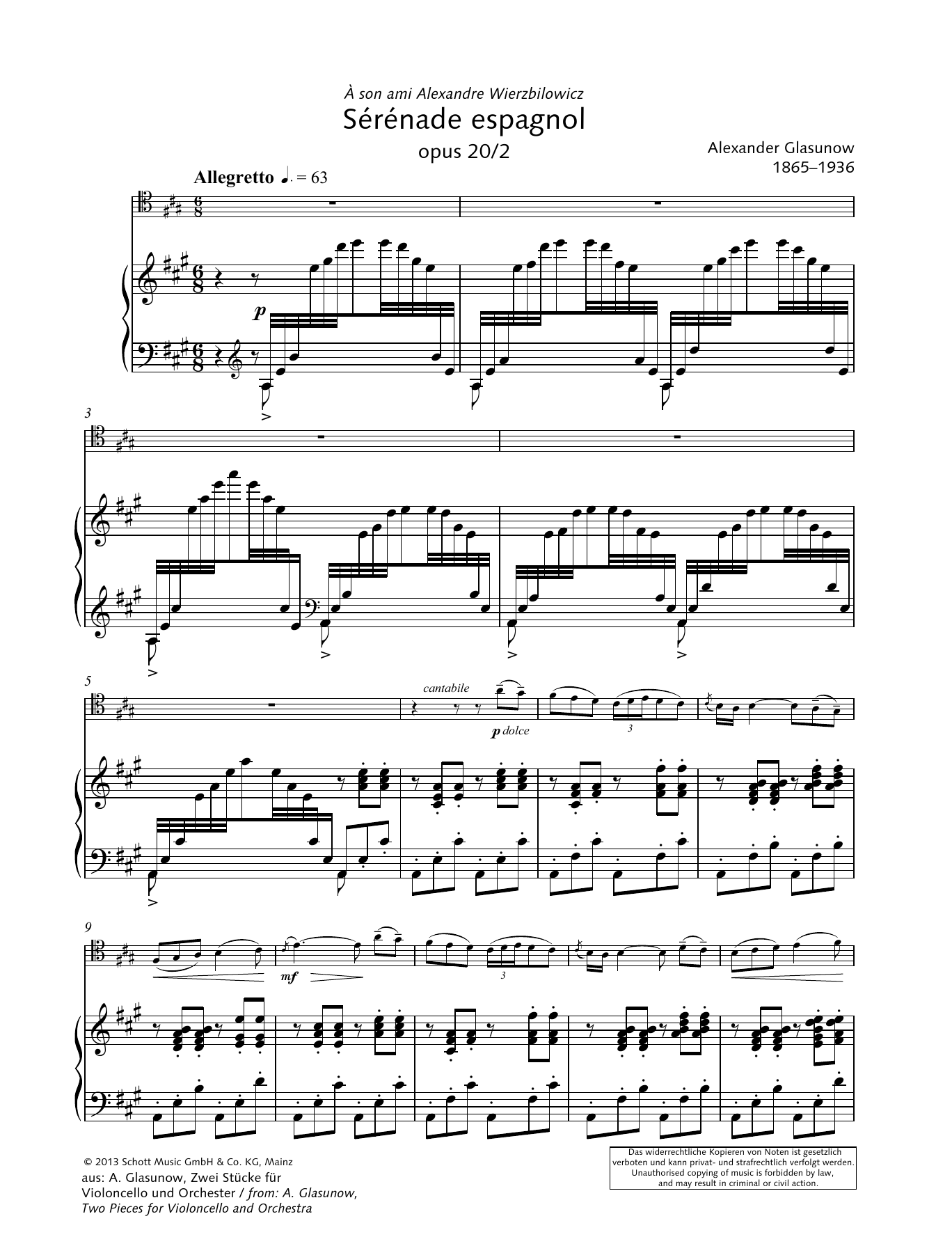 Srnade spagnol (String Solo) von Alexander Glasunow