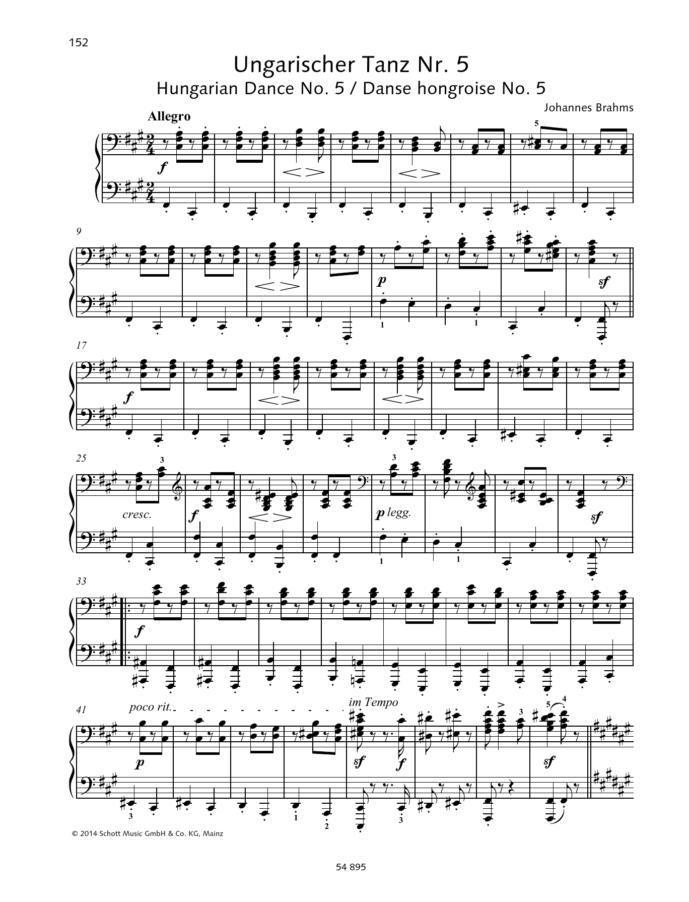 Hungarian Dance No. 5 (Piano Duet) von Johannes Brahms