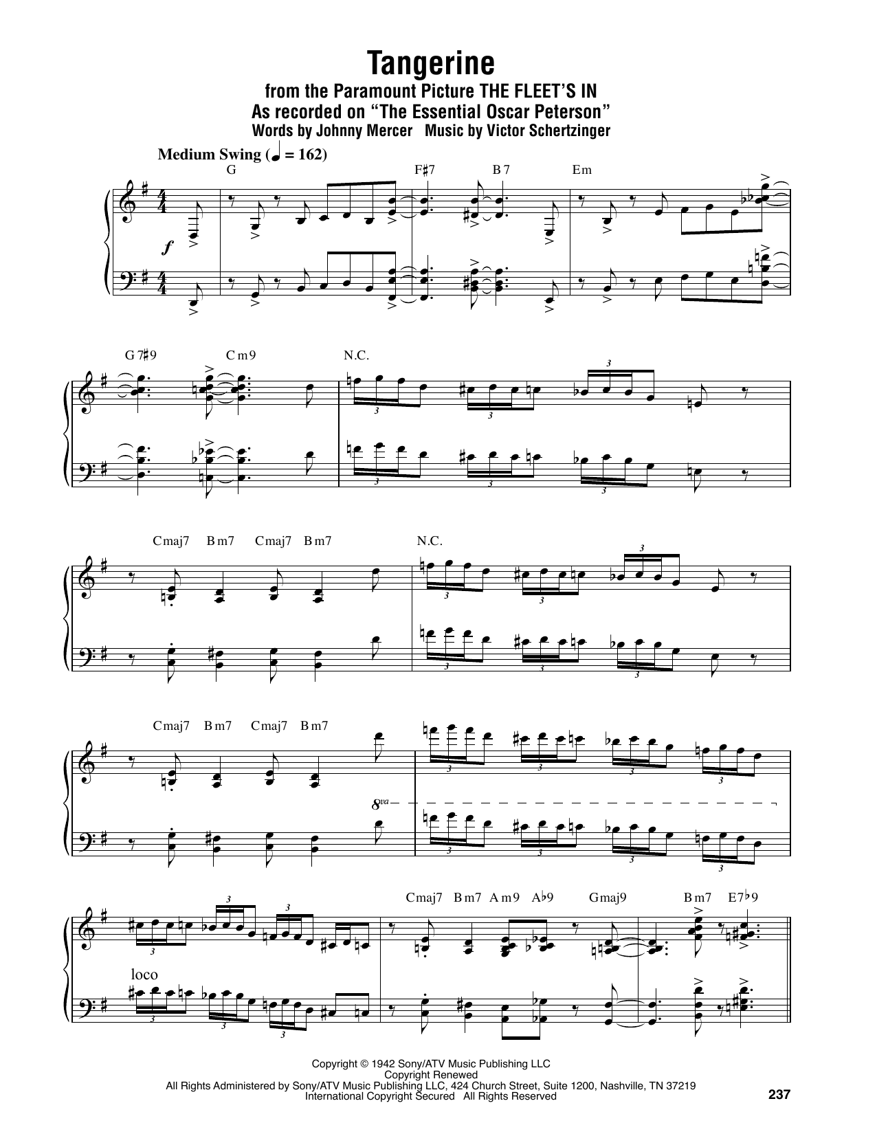 Tangerine (Piano Transcription) von Oscar Peterson