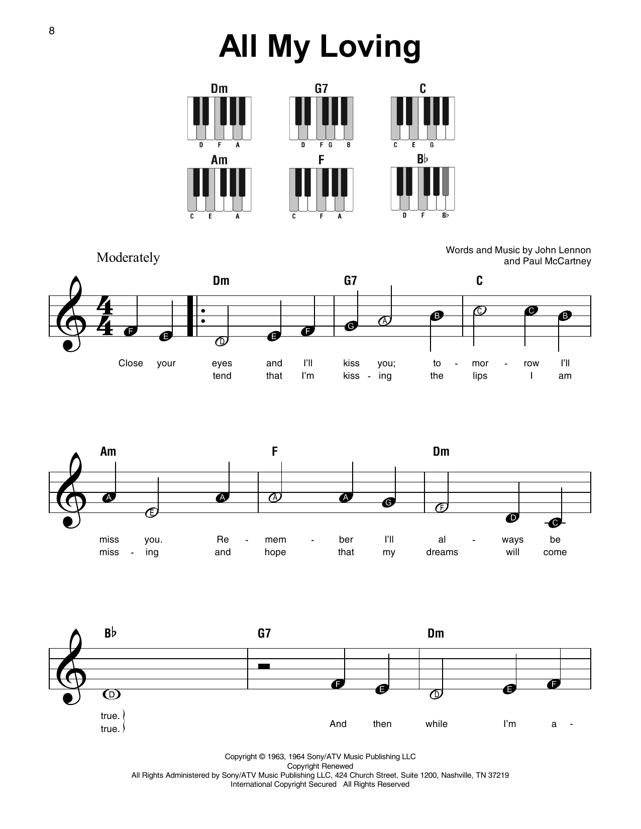 All My Loving (Super Easy Piano) von The Beatles