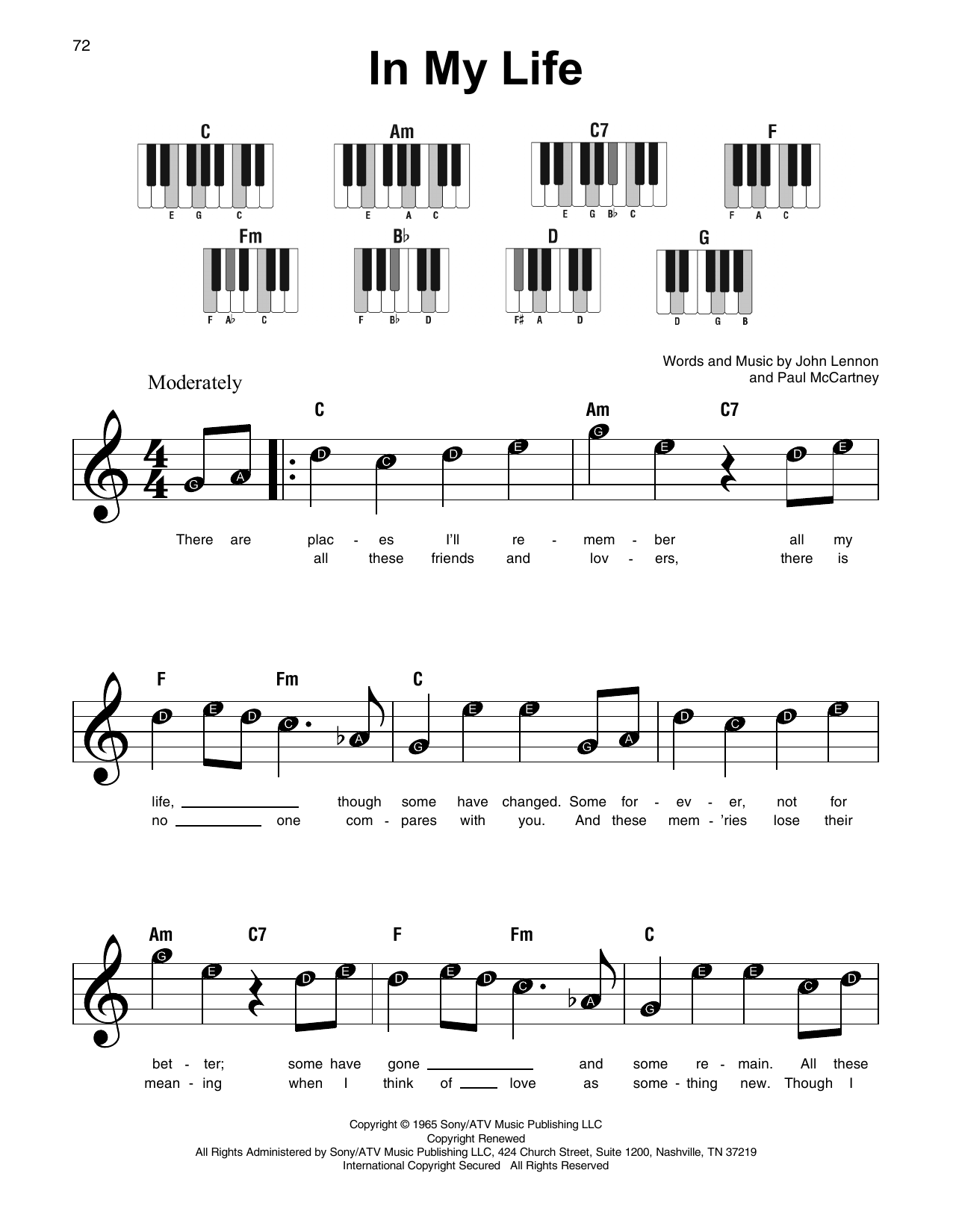 In My Life (Super Easy Piano) von The Beatles