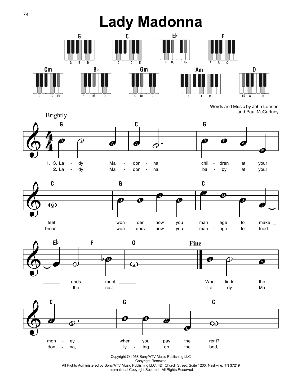 Lady Madonna (Super Easy Piano) von The Beatles