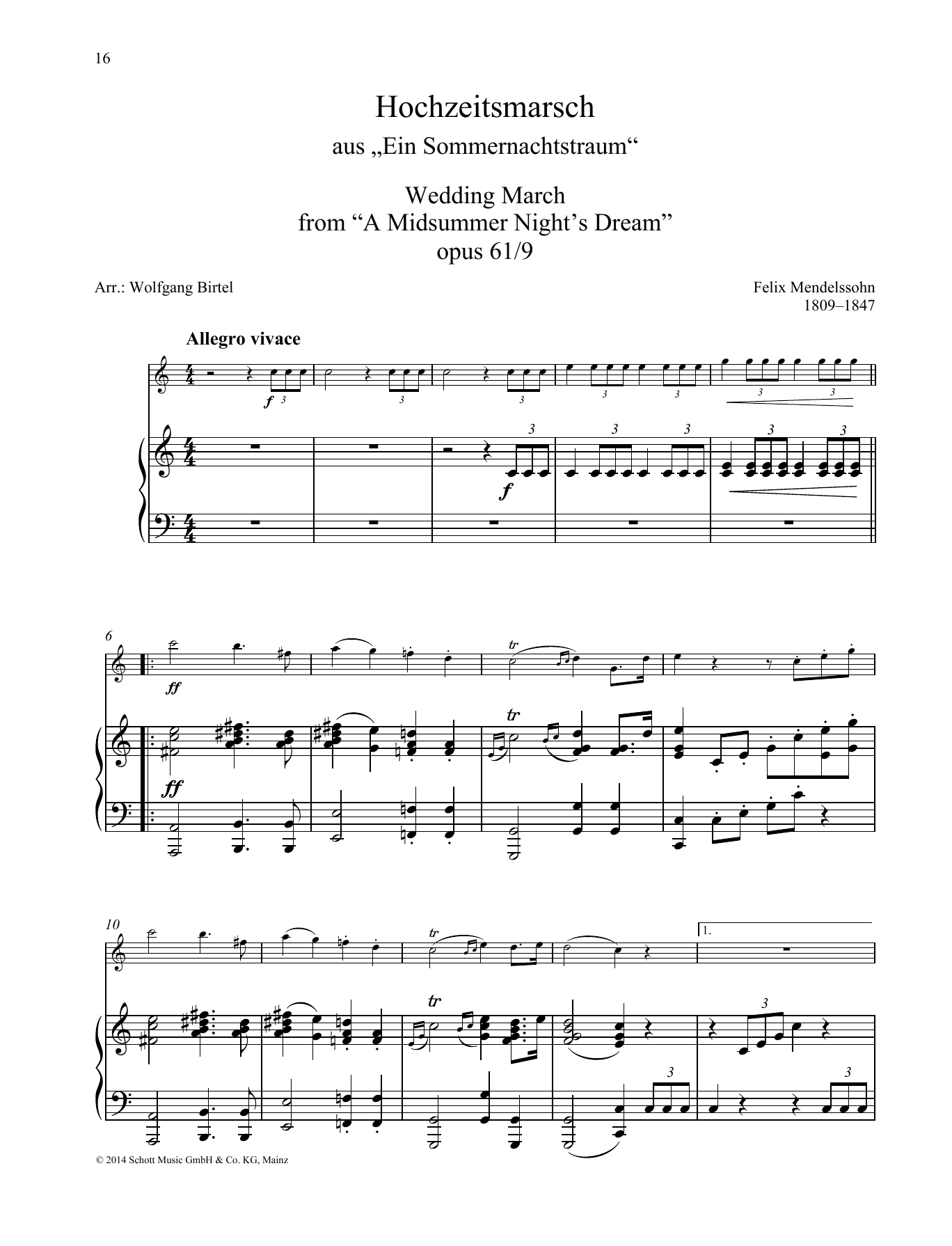 Wedding March (Woodwind Solo) von Felix Mendelssohn Bartholdy