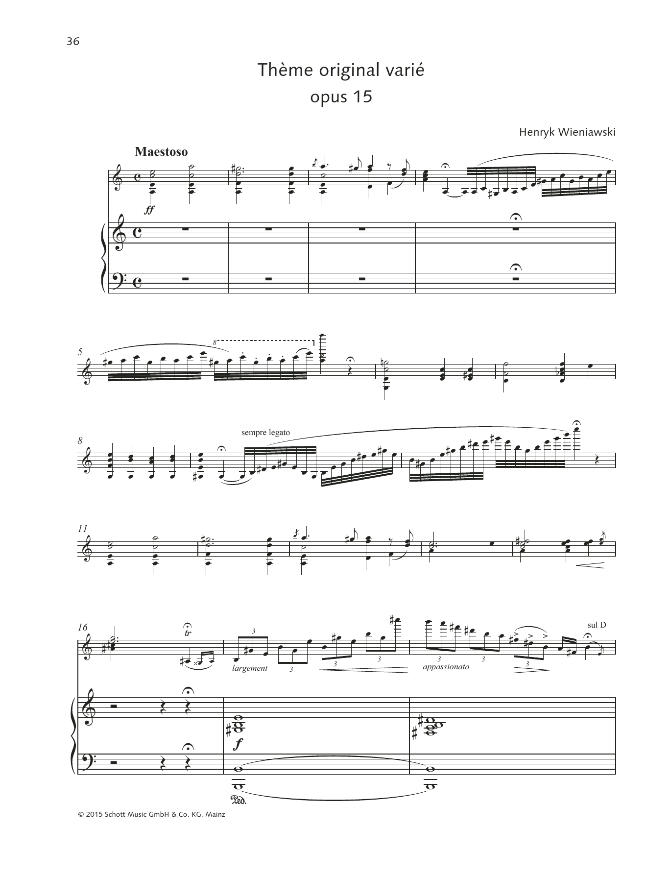 Thme original vari (String Solo) von Henryk Wieniawski