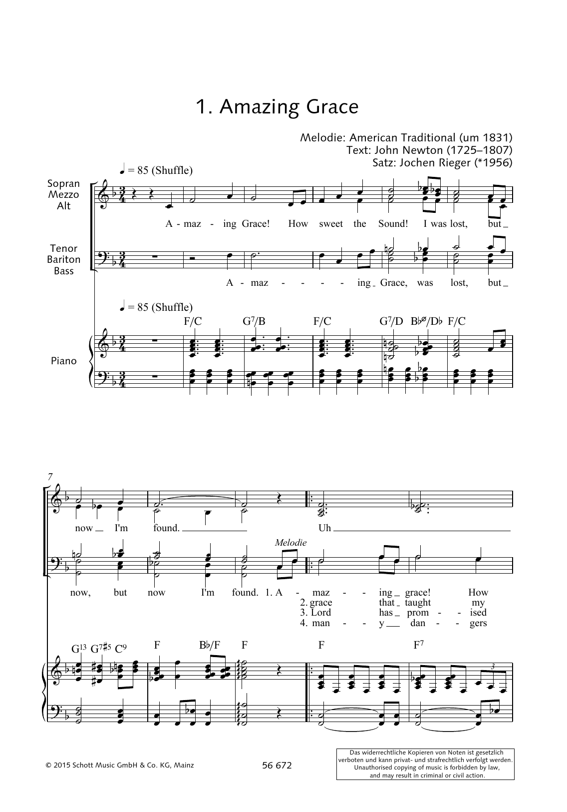 Amazing Grace (SSATBB Choir) von John Newton