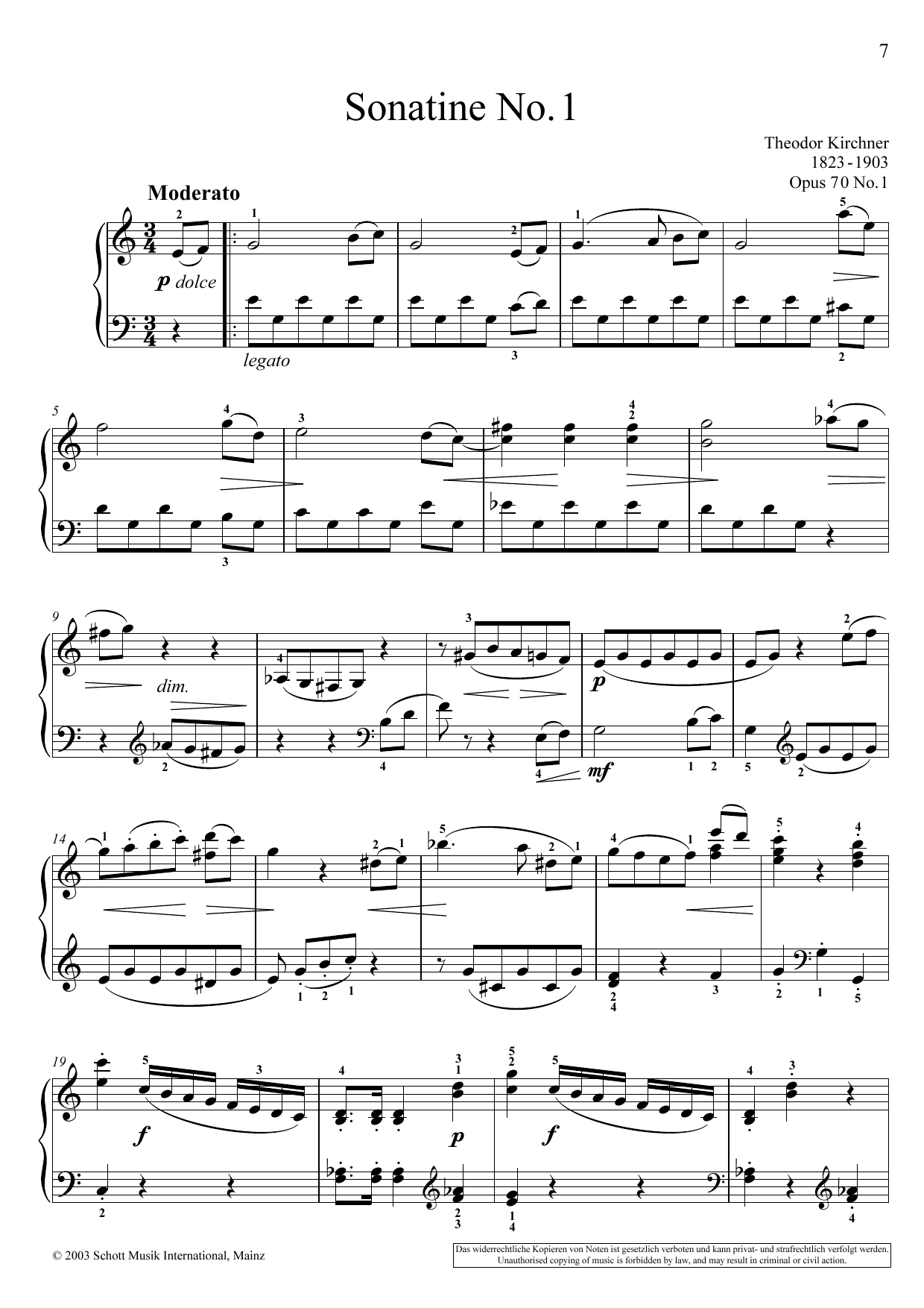 Sonatina No. 1 (Piano Solo) von Theodor Kirchner