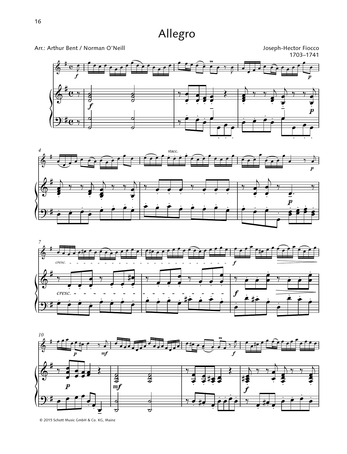 Allegro (String Solo) von Joseph-Hector Fiocco
