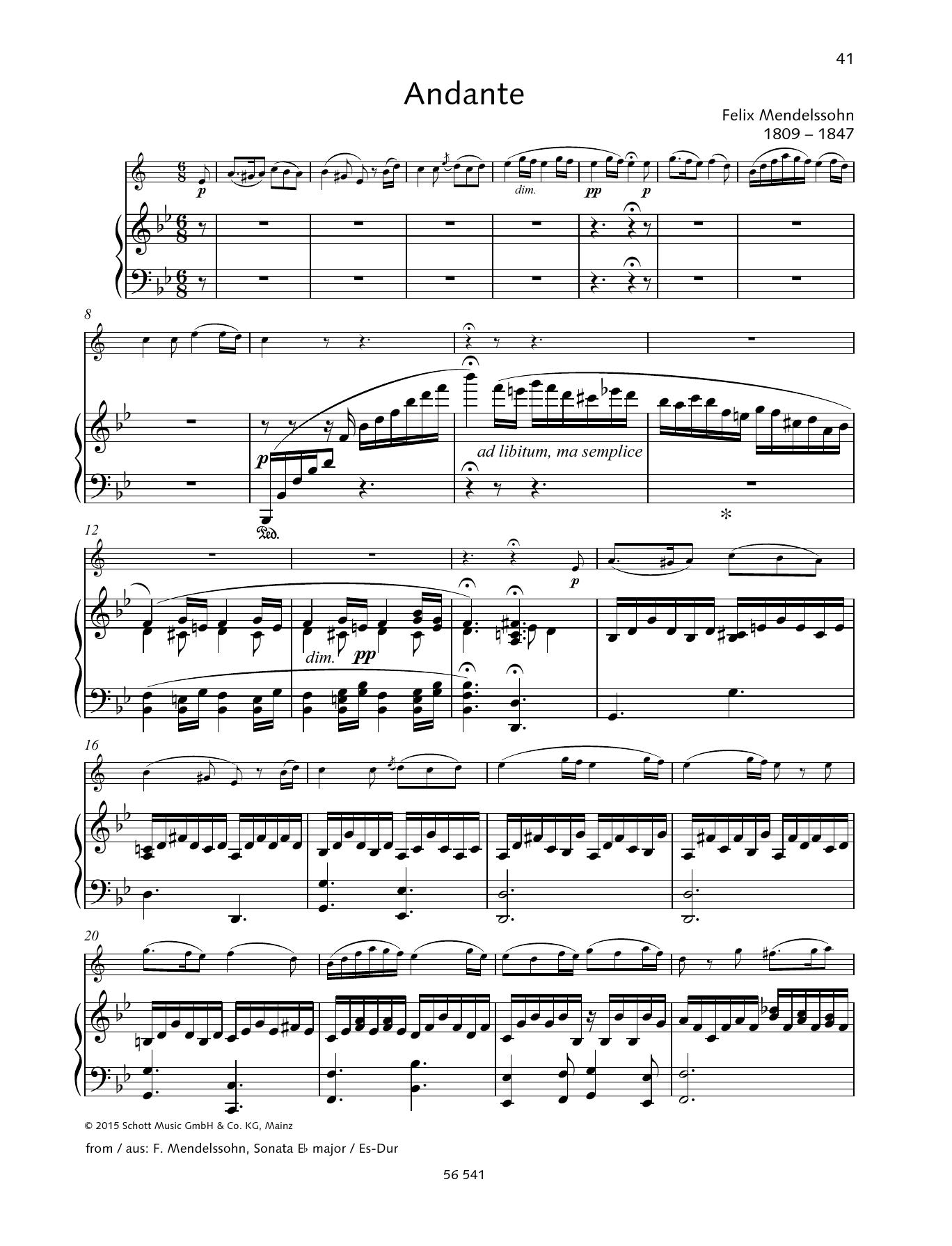 Andante (Woodwind Solo) von Felix Mendelssohn Bartholdy