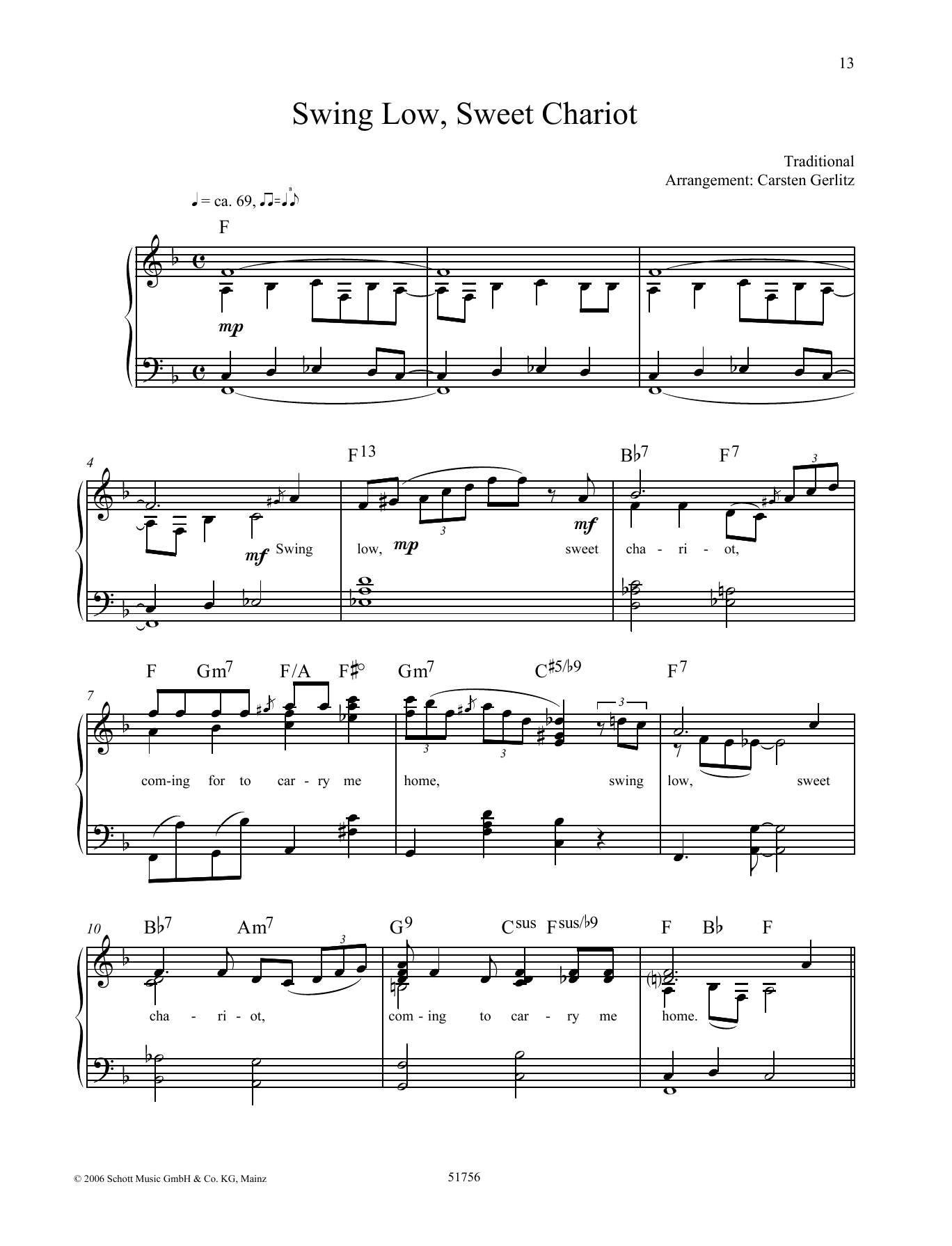 Swing Low, Sweet Chariot (Piano Solo) von Carsten Gerlitz
