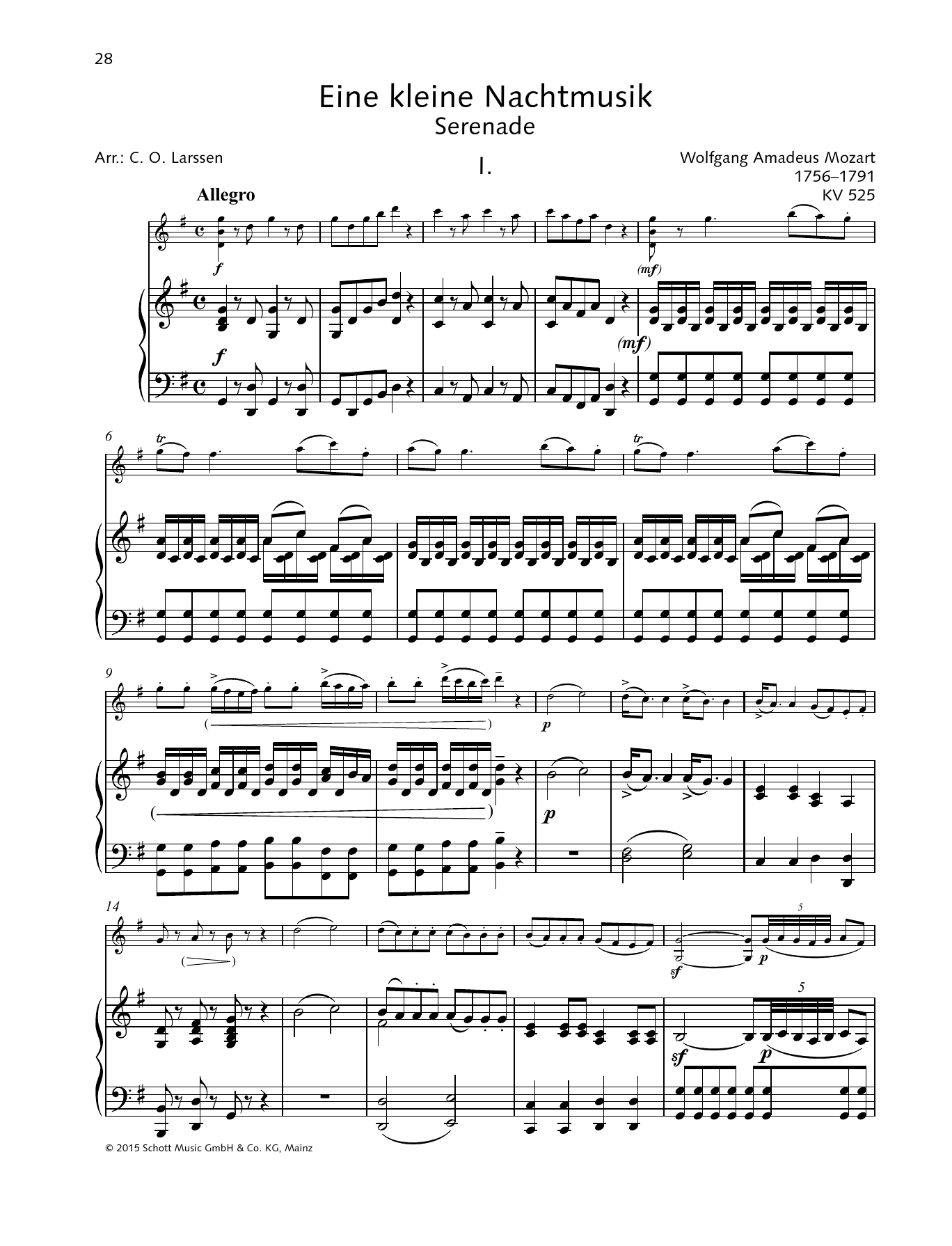 Eine kleine Nachtmusik (String Solo) von Wolfgang Amadeus Mozart