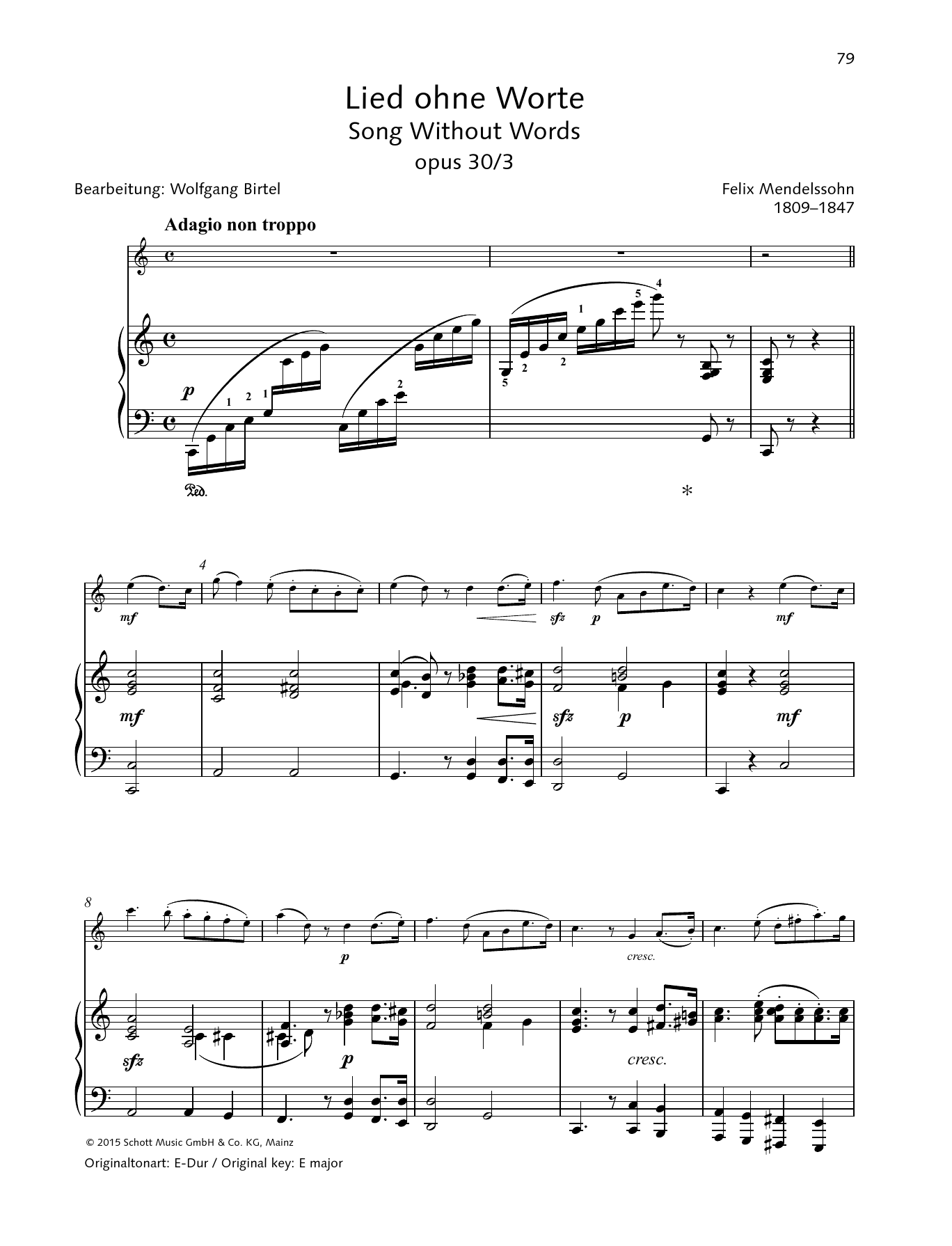 Song Without Words (String Solo) von Felix Mendelssohn Bartholdy