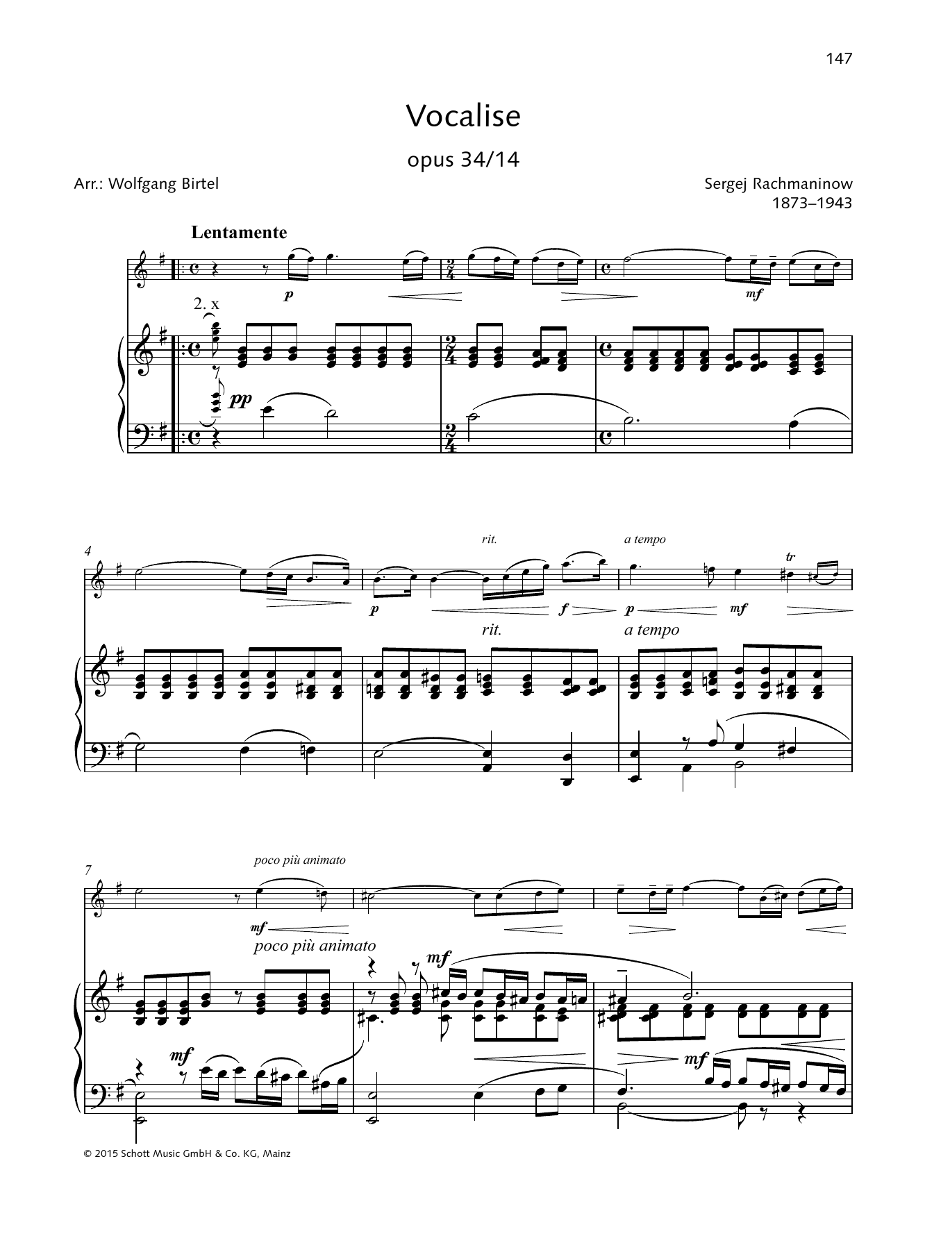 Vocalise (String Solo) von Sergei Rachmaninoff