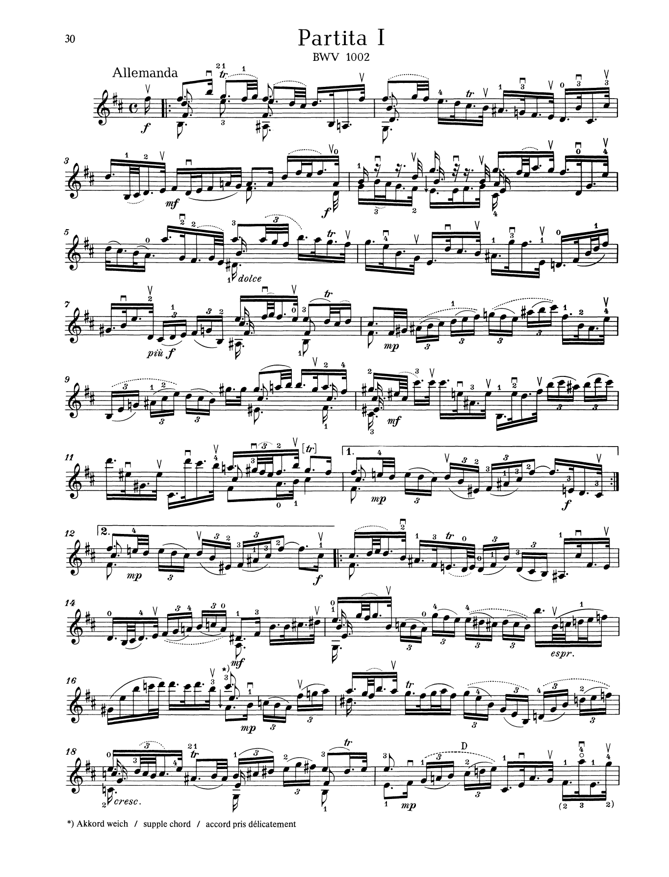 Partita I (String Solo) von Johann Sebastian Bach