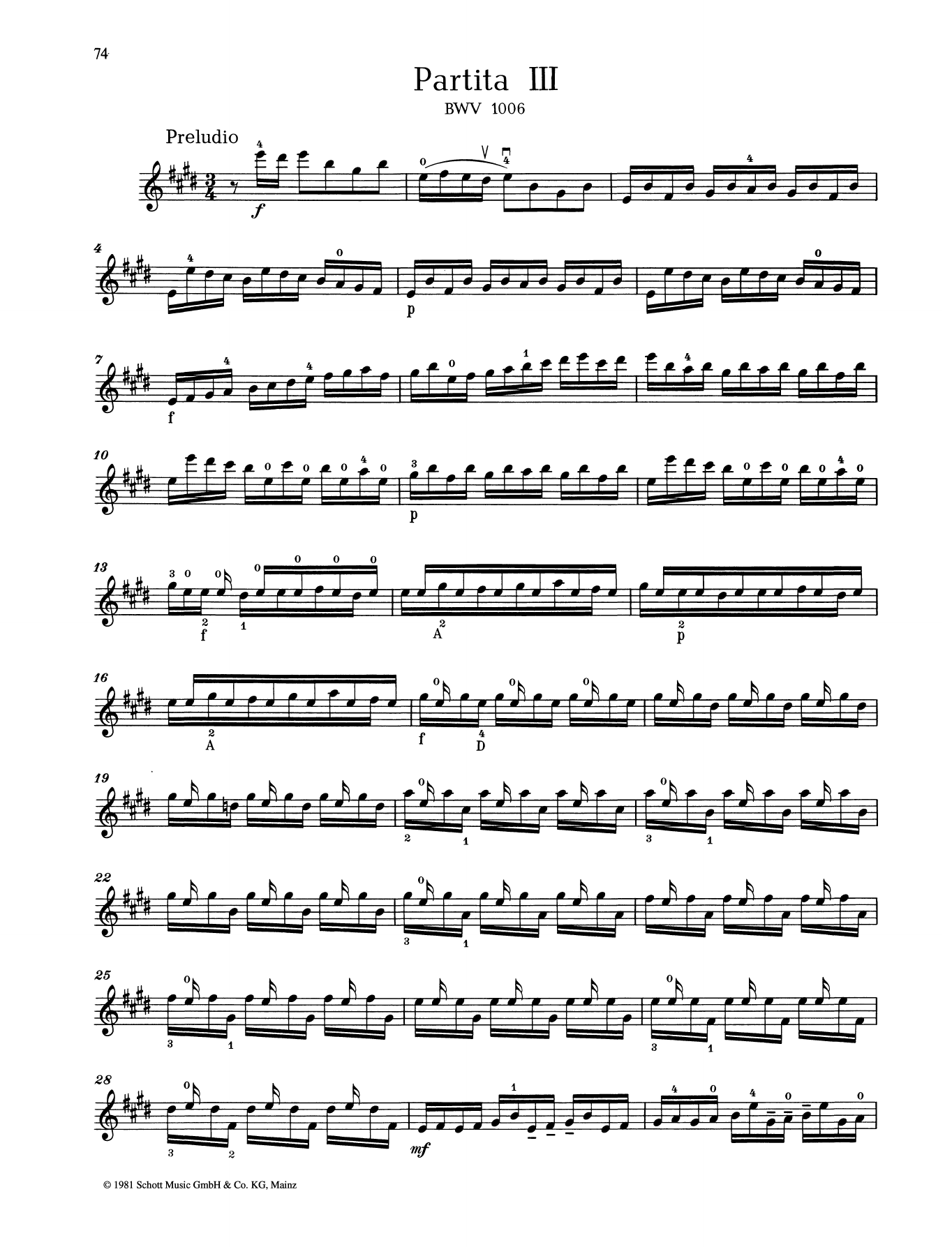 Partita III (String Solo) von Johann Sebastian Bach