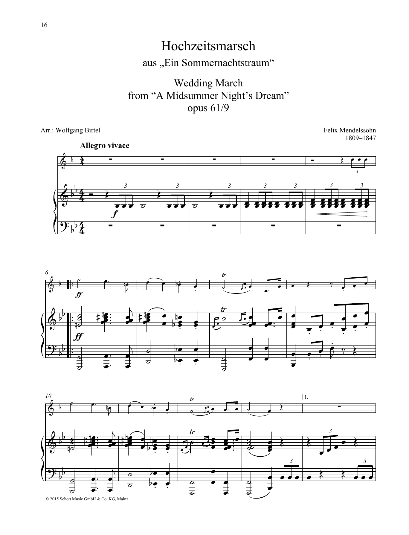Wedding March (Brass Solo) von Felix Mendelssohn Bartholdy