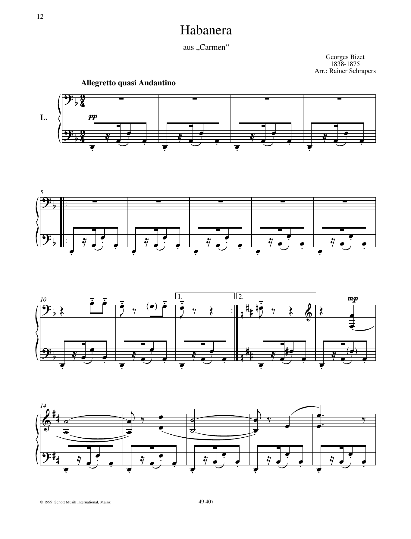Habaera (Piano Duet) von Georges Bizet