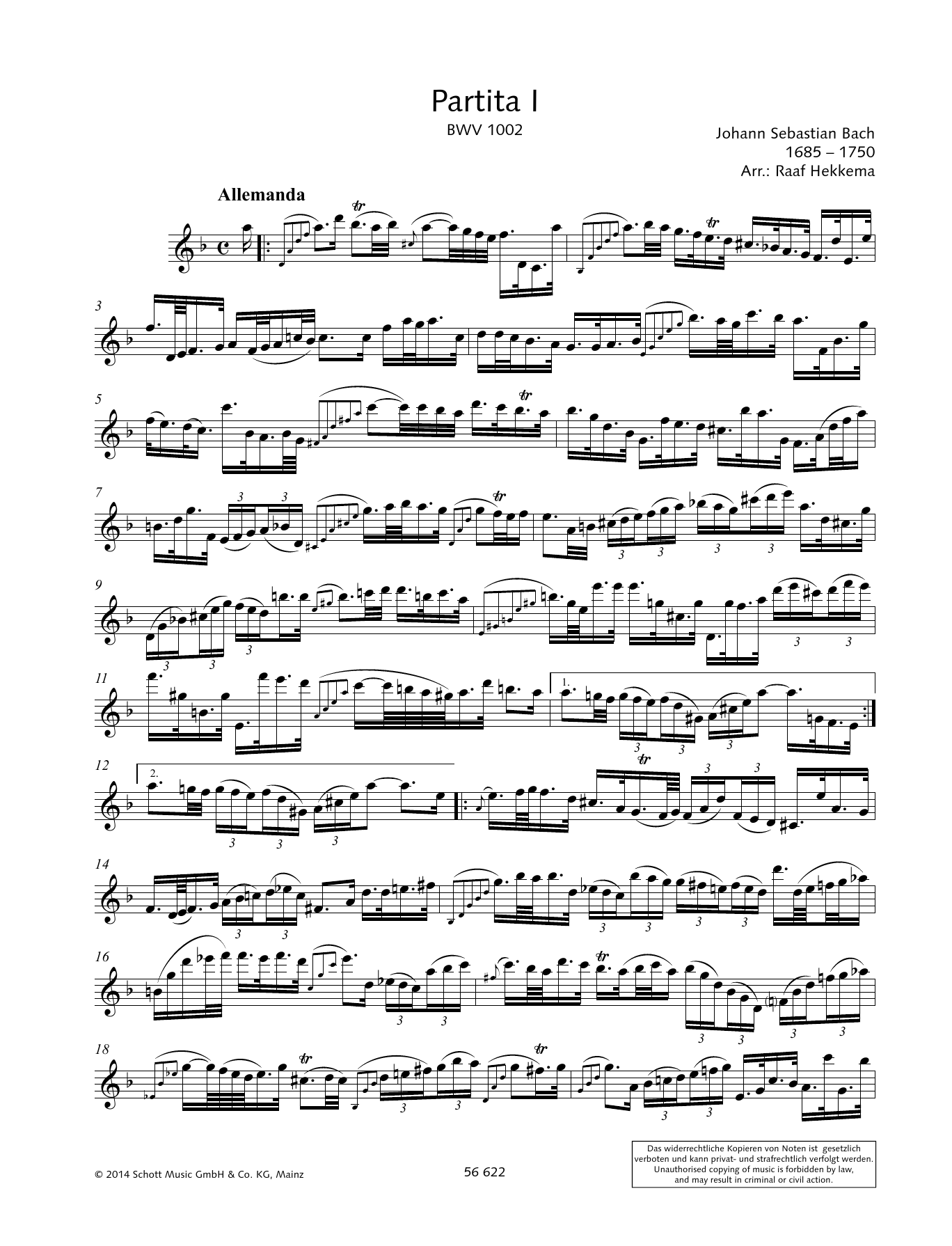 Partita I (Woodwind Solo) von Johann Sebastian Bach