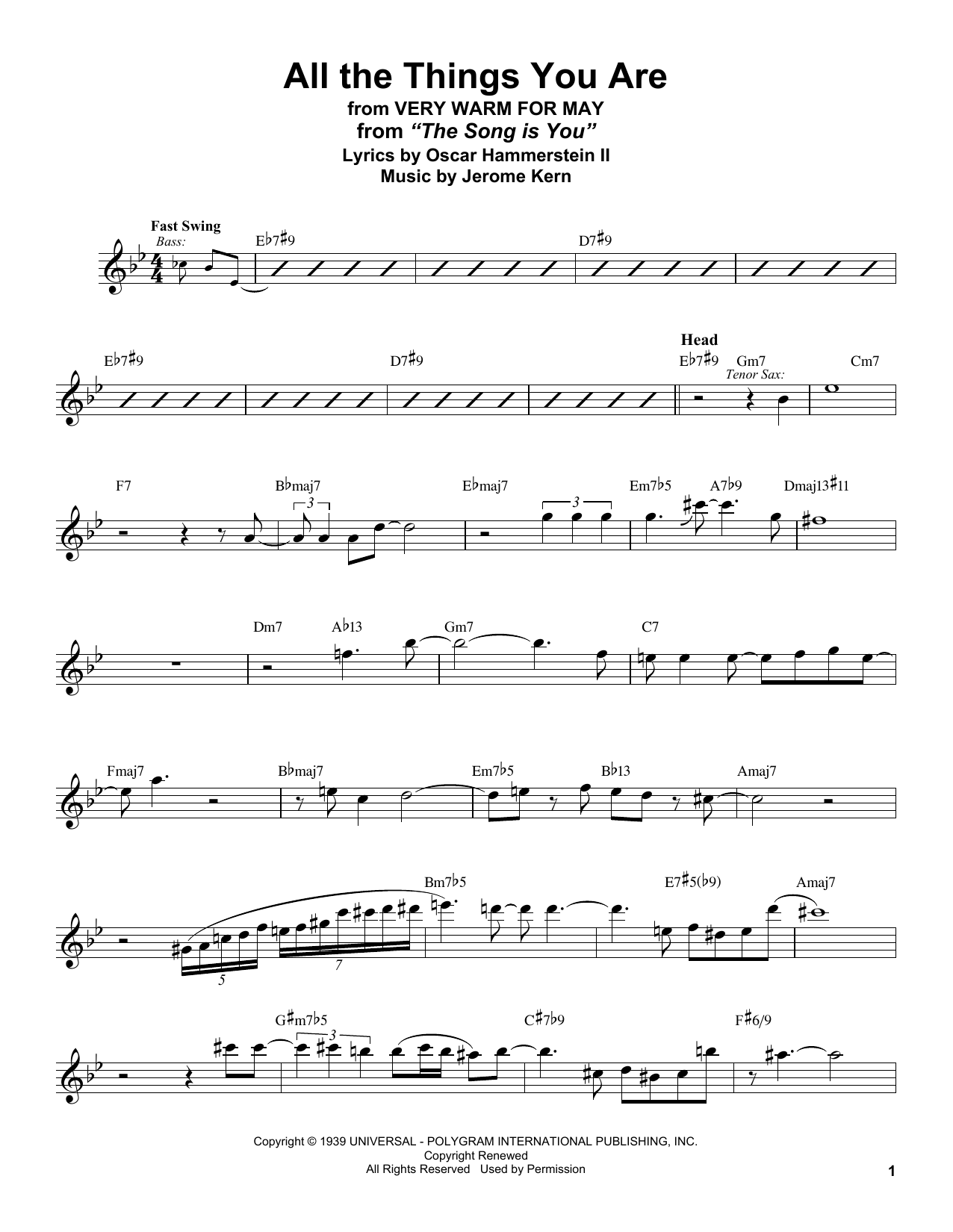 All The Things You Are (Tenor Sax Transcription) von Stan Getz